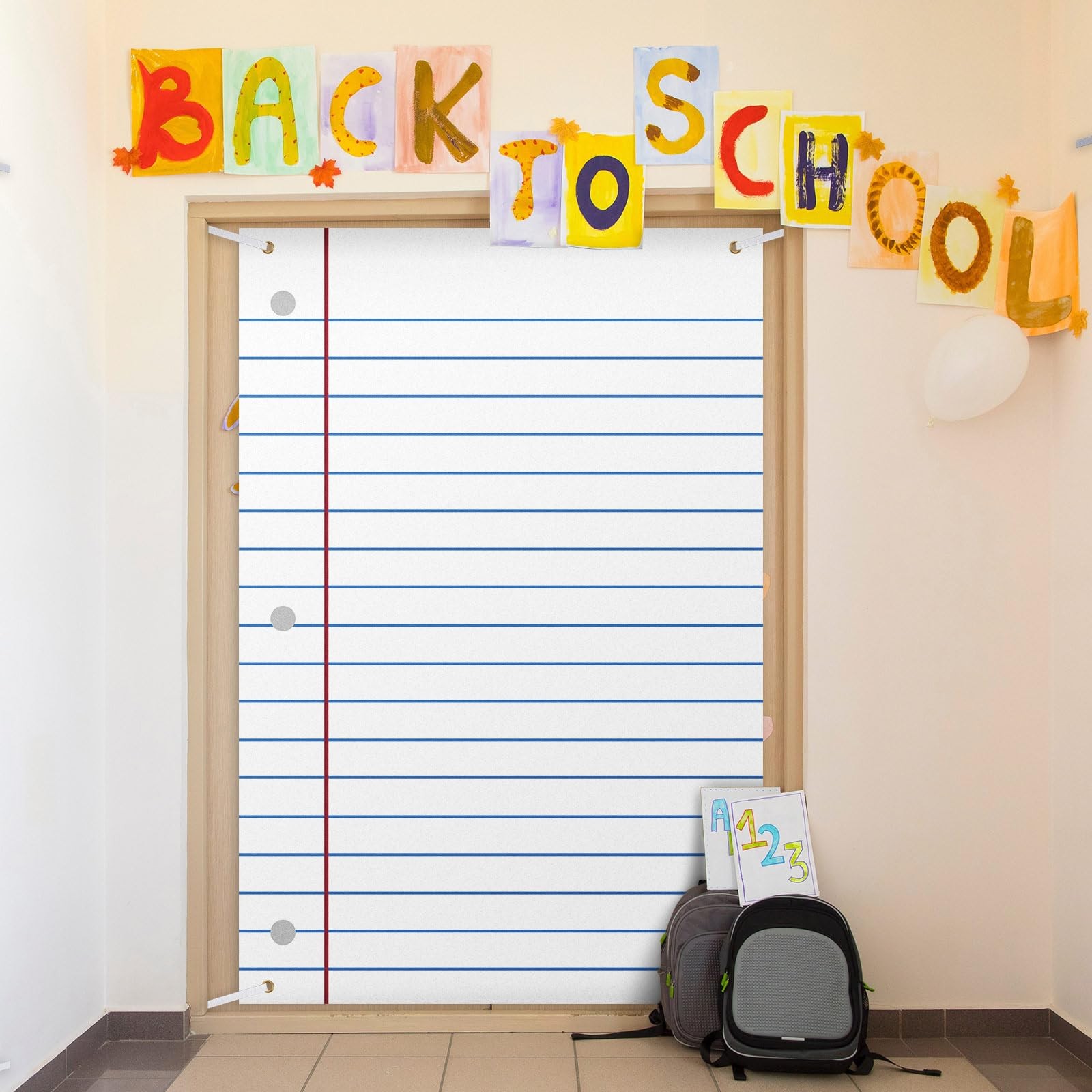 5.9×3.9 Ft School Notebook Paper Backdrop Welcome First Day Classroom Decor