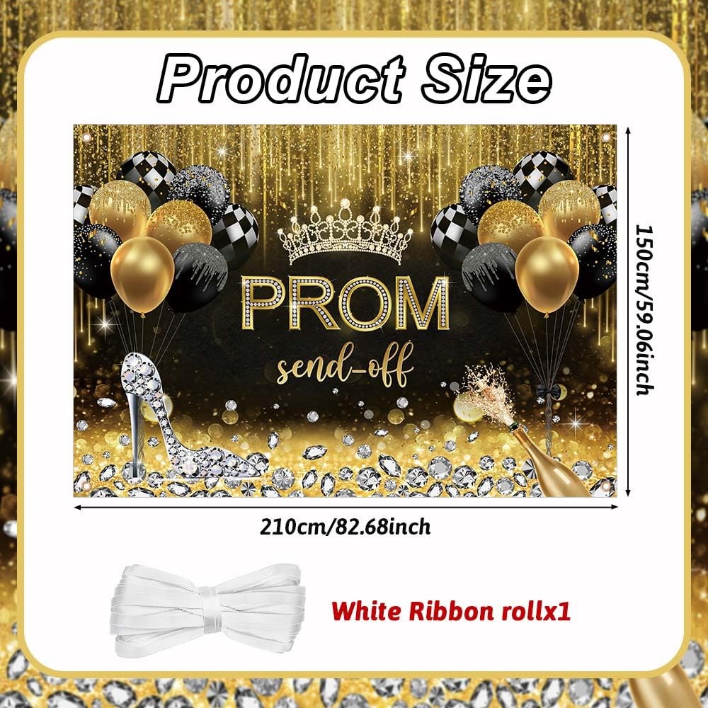 7x5ft Prom Photo Backdrop for Women, Gold 2026 Graduation Photography Background
