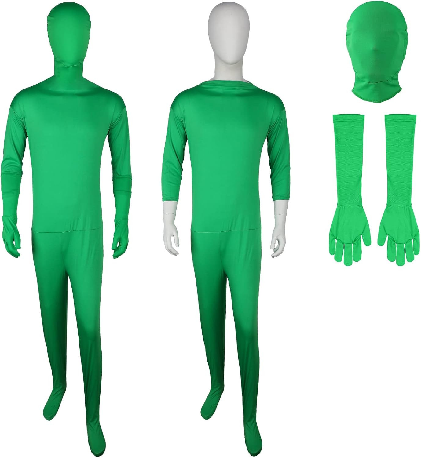 2 Pack Green Screen Chromakey Bodysuit Gloves Hood Unisex Disappearing Photogra