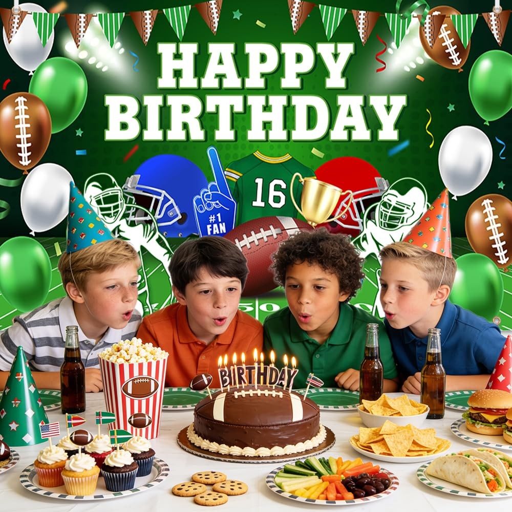 Football Happy Birthday Backdrop Banner Football Party Decorations Bowl Game Spo