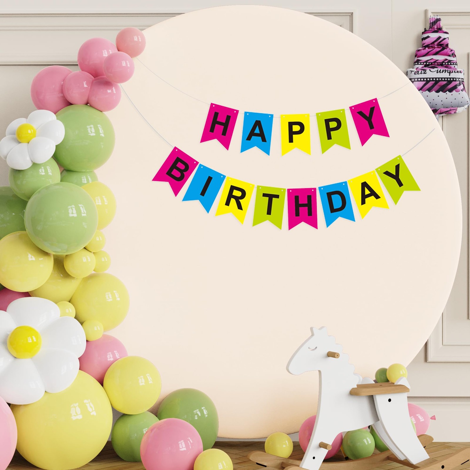 7.2FT Round Backdrop Cover Beige Spandex Fitted Circle Balloon Arch Cover for…