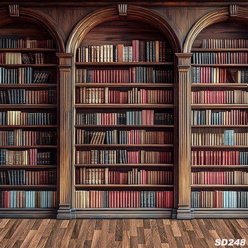 10’x10’Computer-painted Retro Bookshelf Case Scenic Background Backdrop SD248