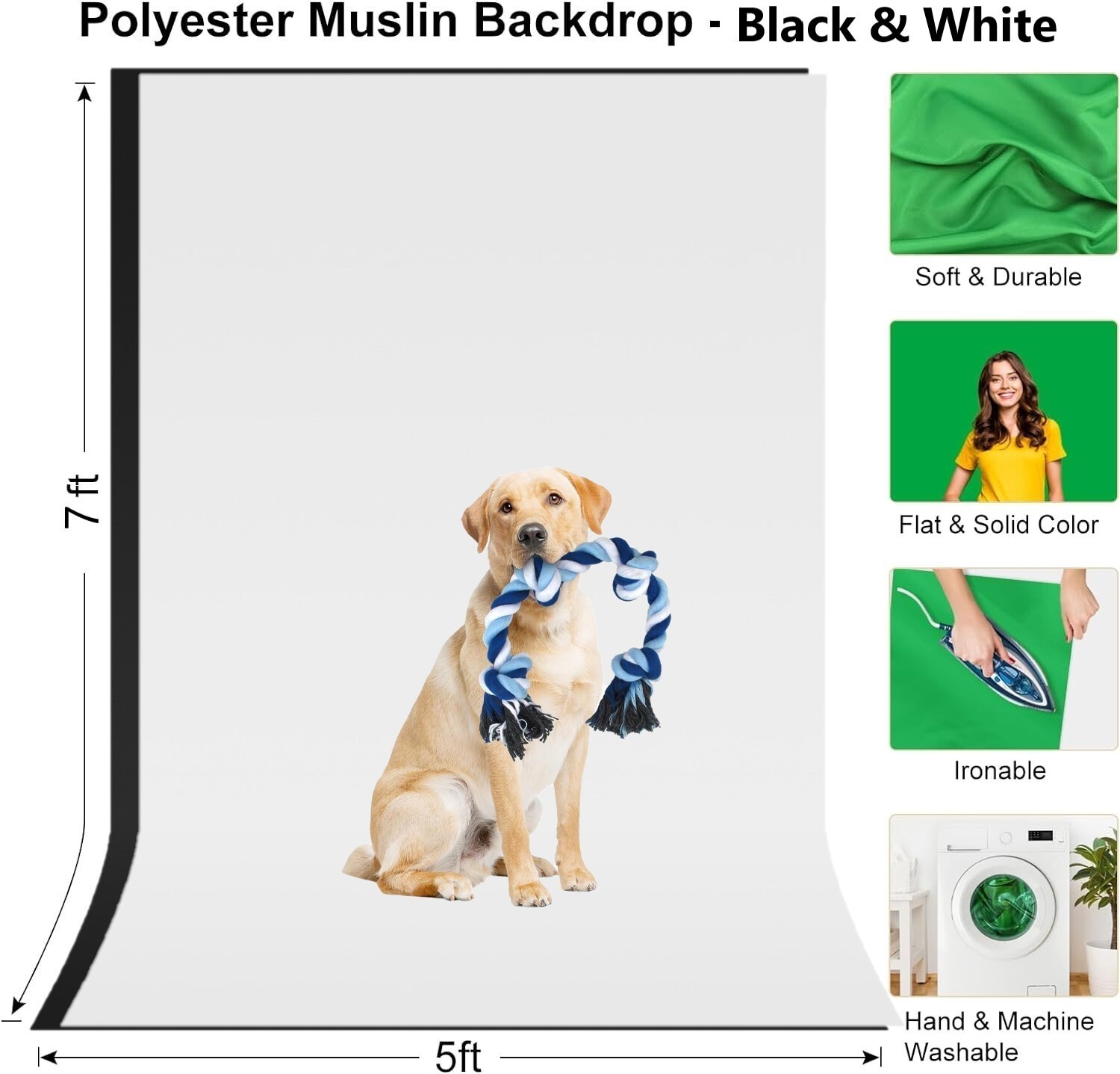 LINCO Photo T-Shape Backdrop Stand Black/White 2 Backdrops Support Kit – AM207