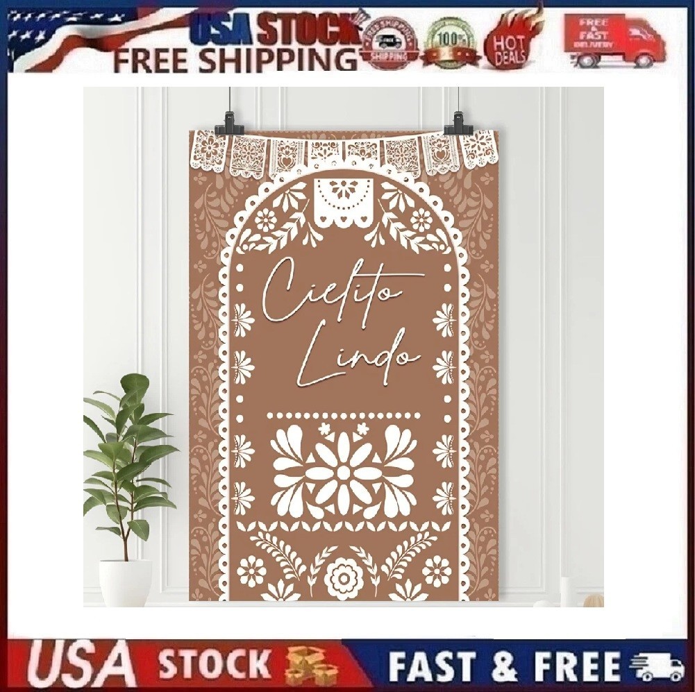 Cielito Lindo Floral Backdrop/Background Brown White 5×7 ft Polyester Washable