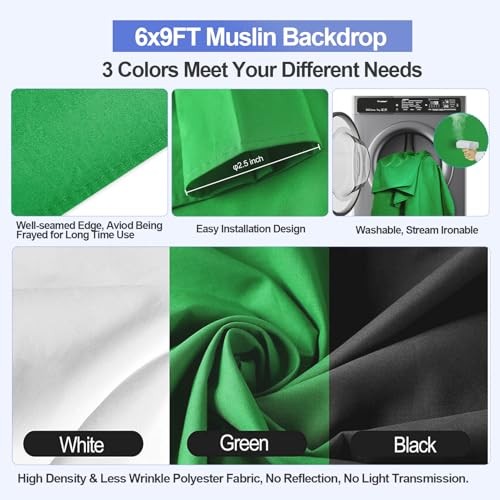 8.5x10ft Green Screen Backdrop Kit 8.5x10ft(backdrop stand)/6x9ft(backdrop)