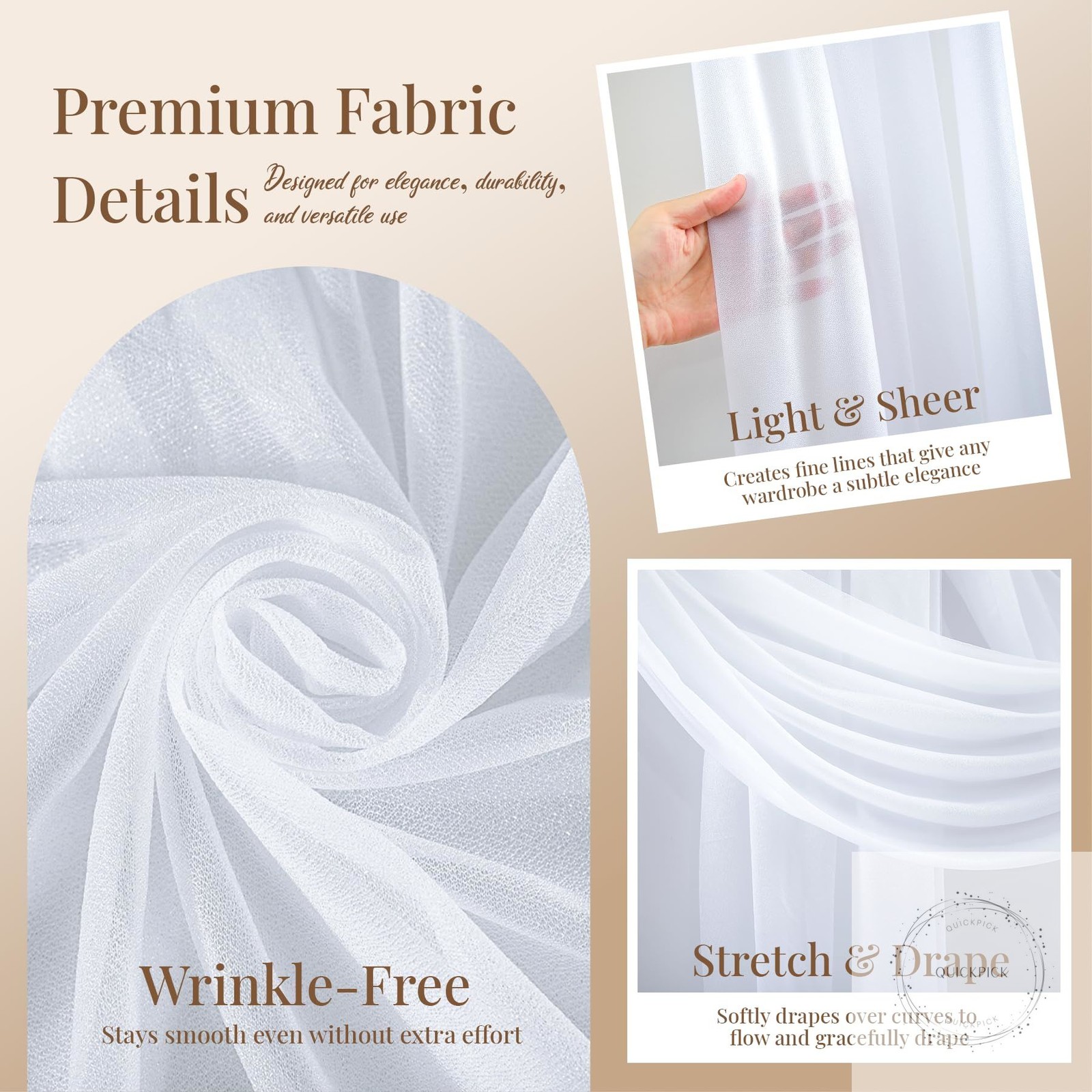 White Wedding Arch Draping Fabric, 2 Packs 29″ x 20FT Sheer Fabric Arch Drapery