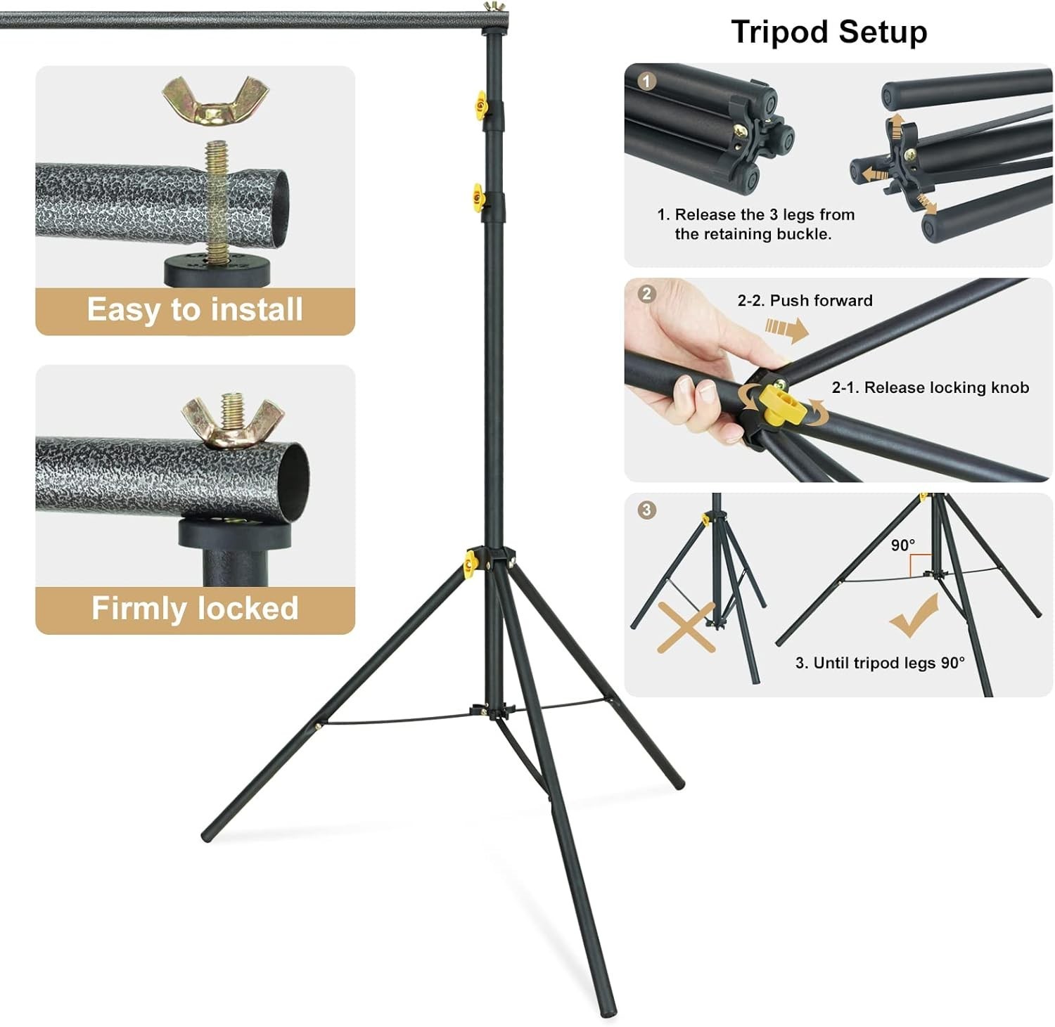 10×6.5ft Adjustable Backdrop Support Stand Kit with Carrying Bag for Events