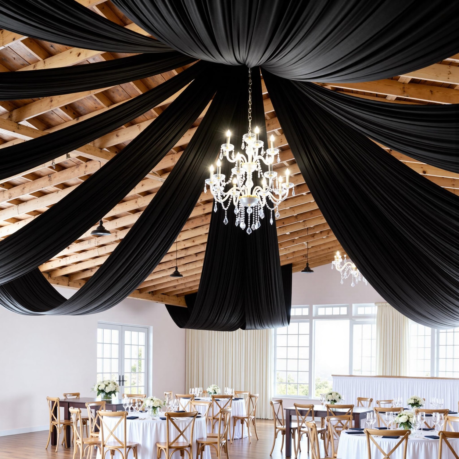 6 Panels 5ft(W) x 20ft(H) Black Ceiling 60″W x 240″L (Pack of 6),