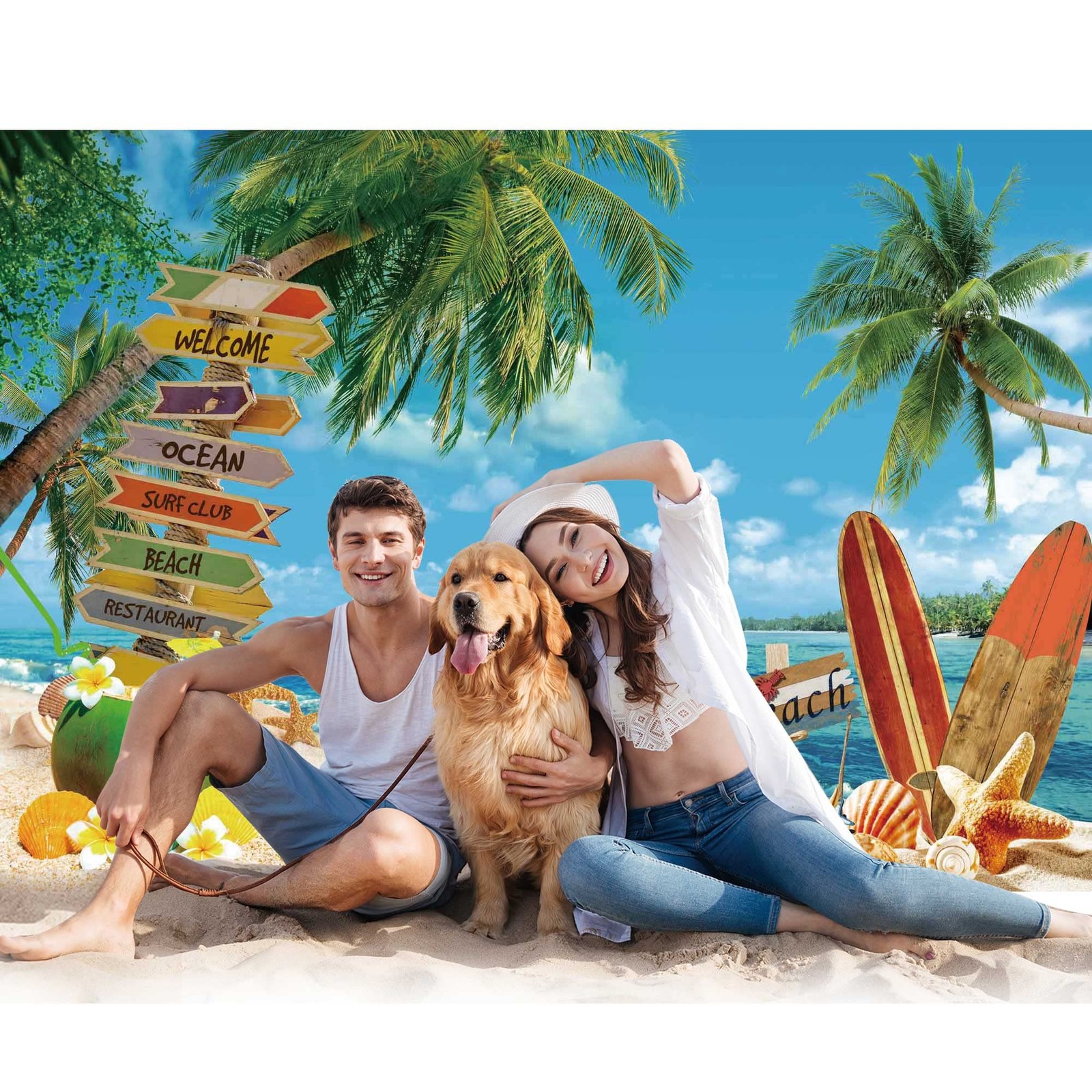 Felortte 7x5ft Polyester Fabric Summer Beach Backdrop Tropical 7’x5′, Blue