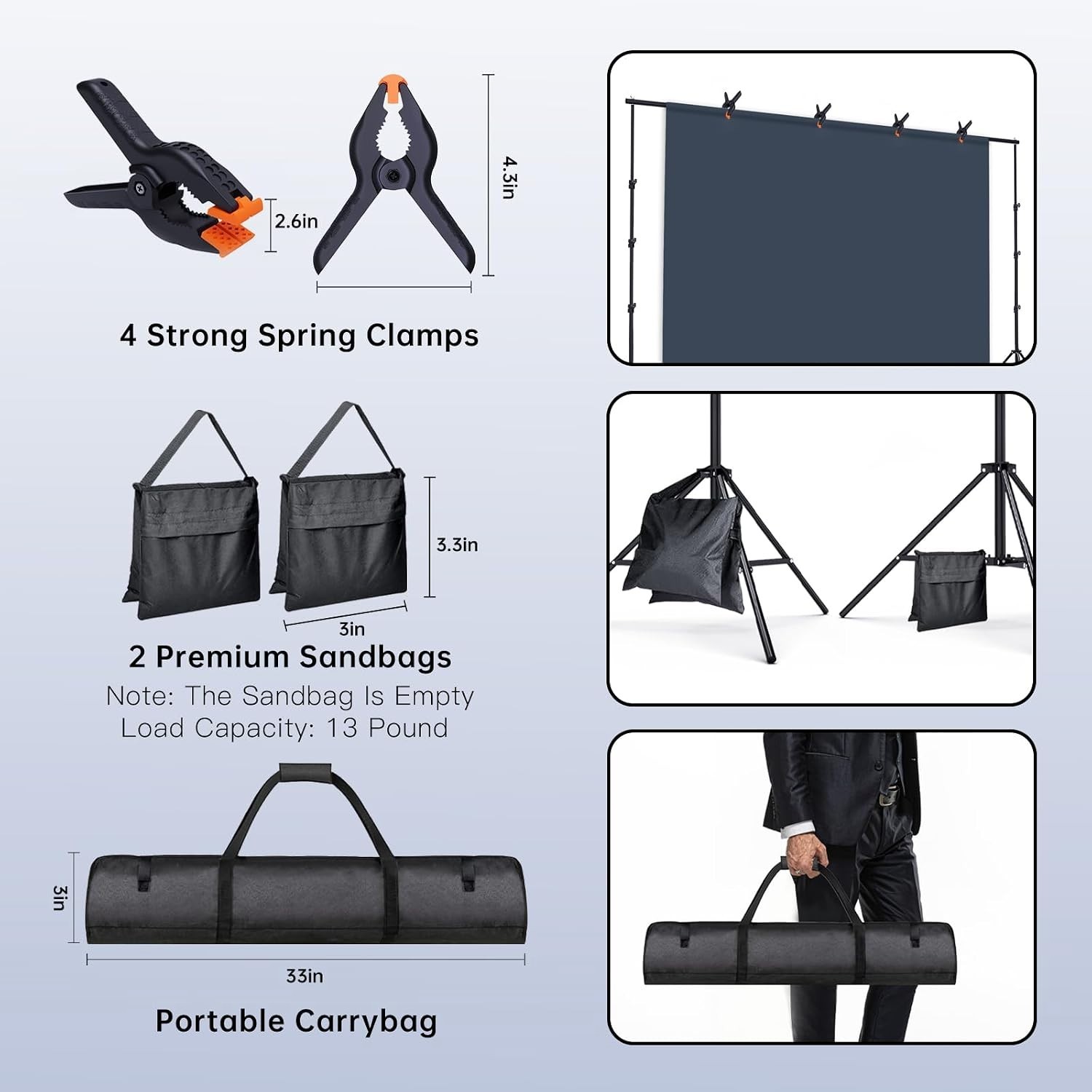 Lightweight and Sturdy 7.5FT x 10FT Backdrop Stand Kit for Photos and Events