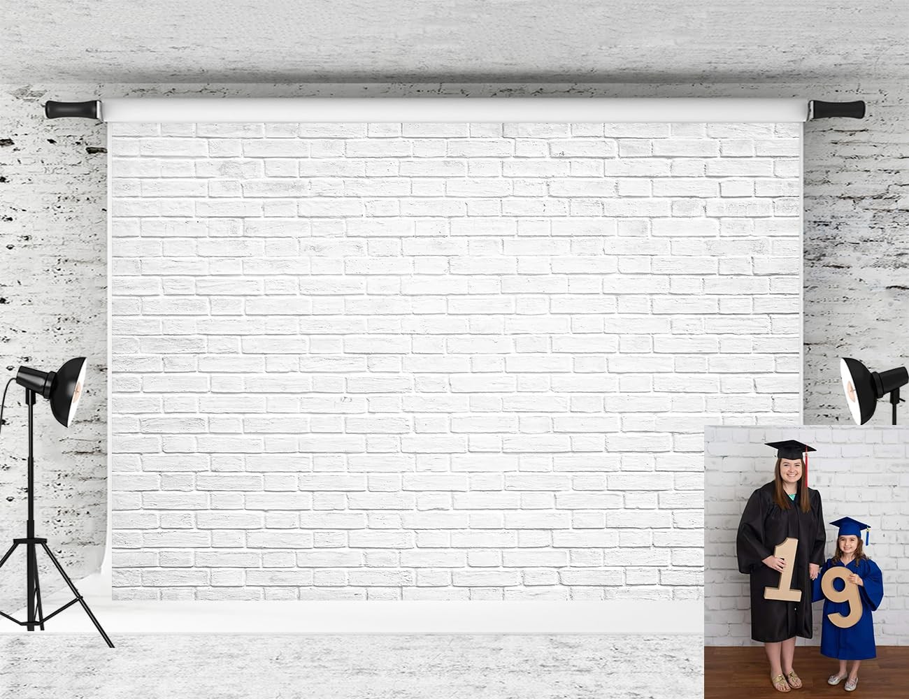 7x5ft White Brick Wall Photography Backdrop Portrait Photo Studio Props