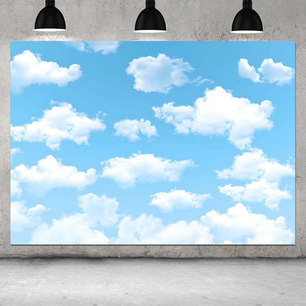 7x5ft Blue Sky White Clouds Backdrop Natural Scenery Sunshine Sky Clouds Photogr
