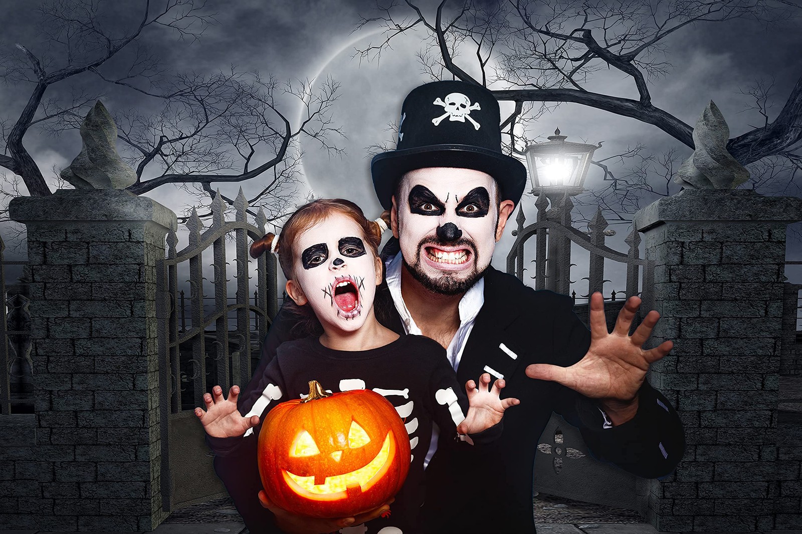 Halloween Night Full Moon Backdrop Gloomy Woods Graveyard Photography Backgro…