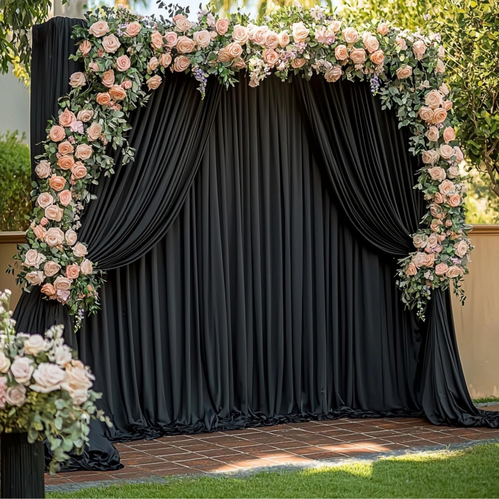 2 Panels 10×14 ft Black Backdrop Curtains for Wedding Wrinkle Free Drapes