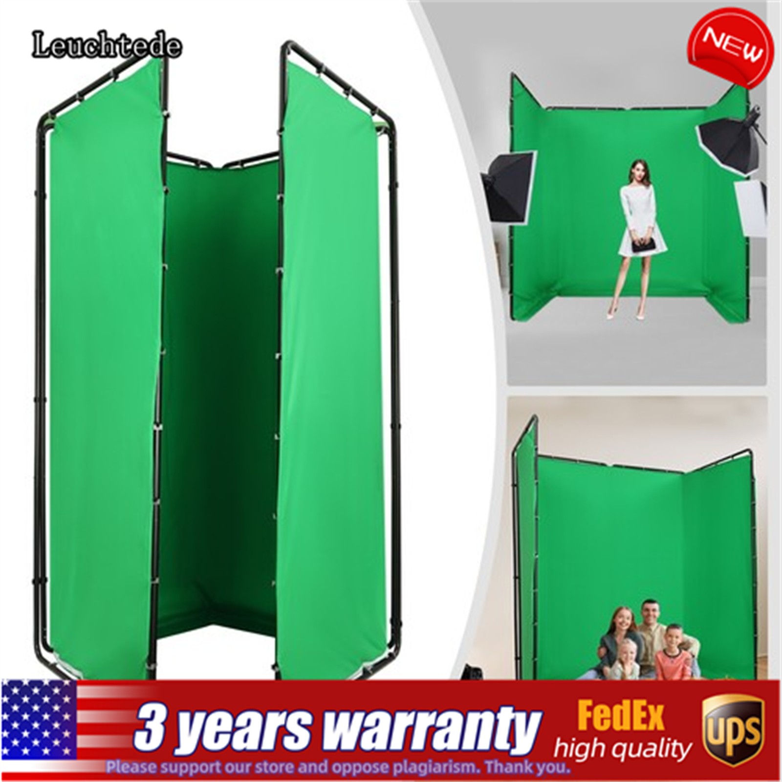 12.73*7.55ft Photography Backdrop Stand Kit with Green Cloth For Photo Studio
