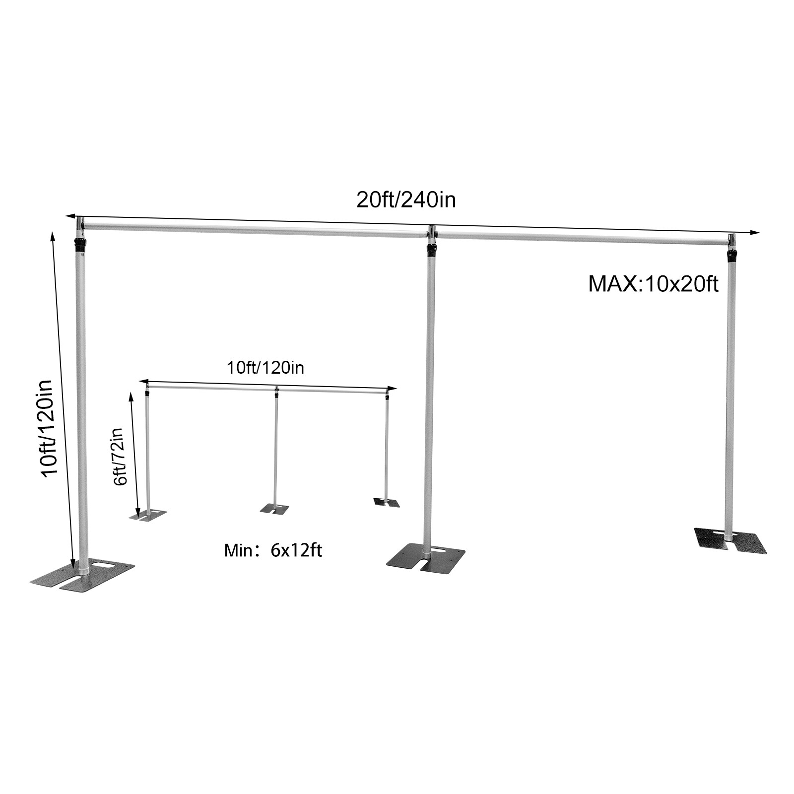 20x10ft Adjustable Pipe Drape Backdrop Stand Kit Photography Background Support