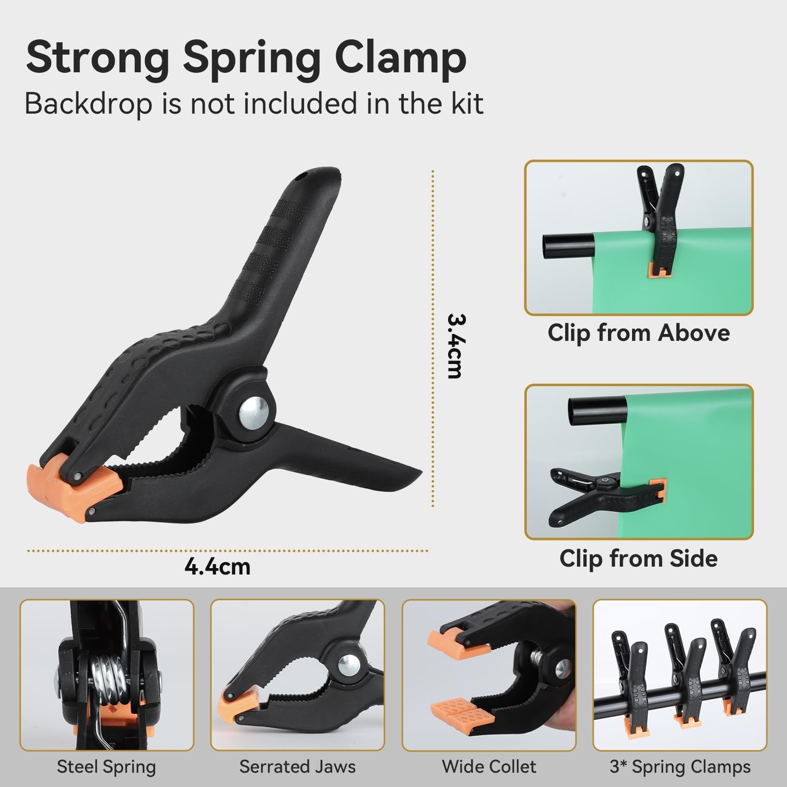5×6.6 ft T-Shape Backdrop Stand, with 5 Clip Clamps & Carry Bag