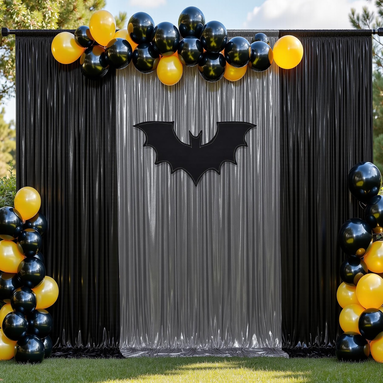40×10 ft Wrinkle Free Black Silver 5ft(W)x10ft(H)_8 Panels,