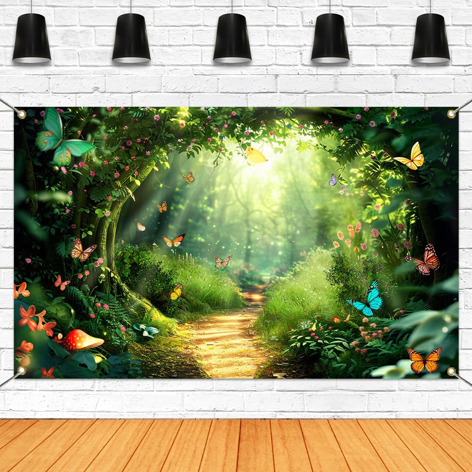 Mocsicka Enchanted Forest Backdrop Fairy Magic 70.8×43.3 inch, Green