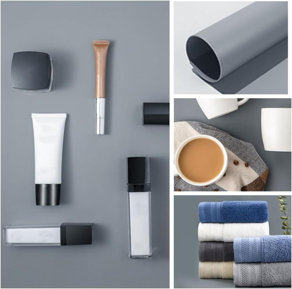 BENECREAT 40X15Inch PVC Photography Backdrop, Matte Gray PVC Vinyl Photo Backgro