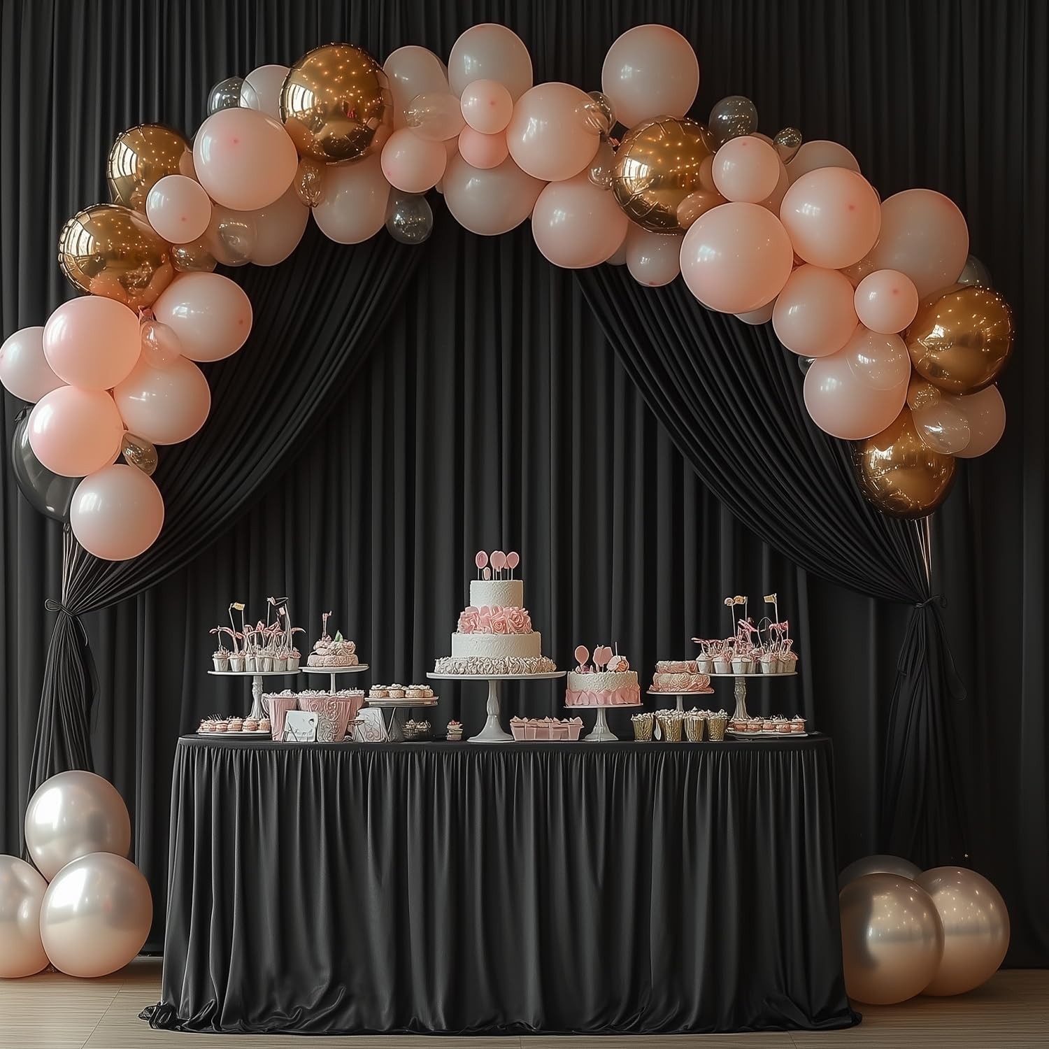 Black Wrinkle Free Photo Backdrop Curtain 5×10 Ft 2 Panels Wedding Party Drape