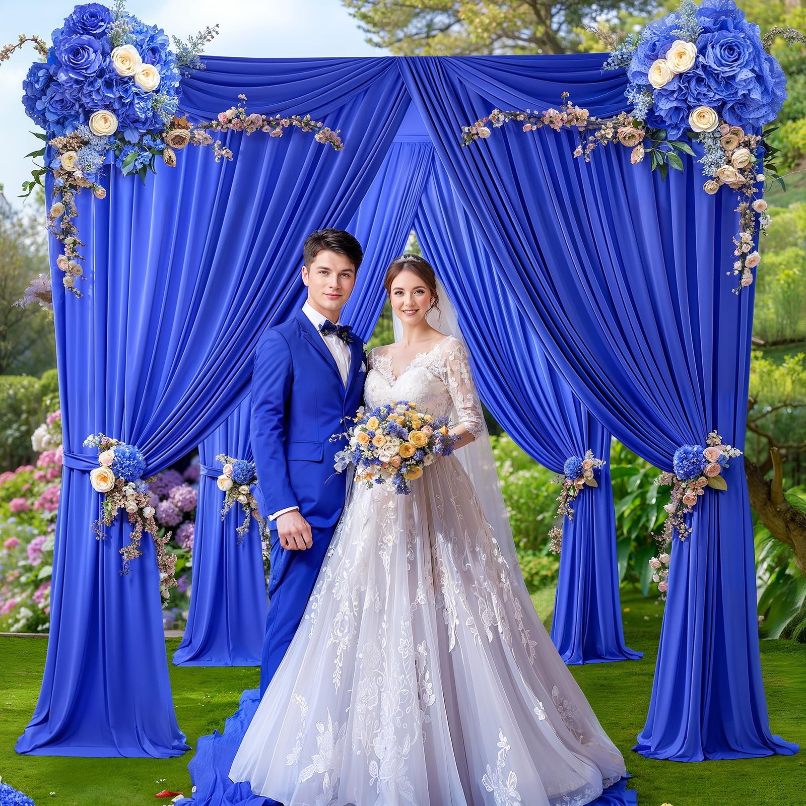 10x10ft Royal Blue Backdrop Curtains for Wedding Parties,Wrinkle Free Blue Cu…