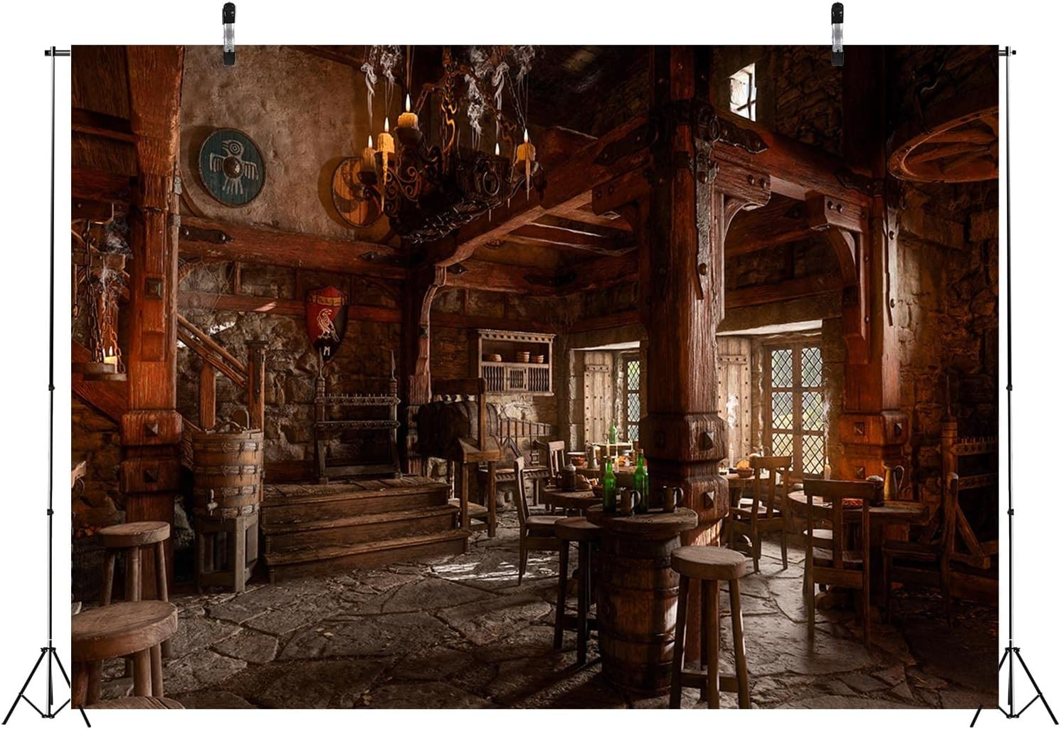 7X5Ft Fabric Medieval Tavern Inn Bar Backdrop for Photography Ancient