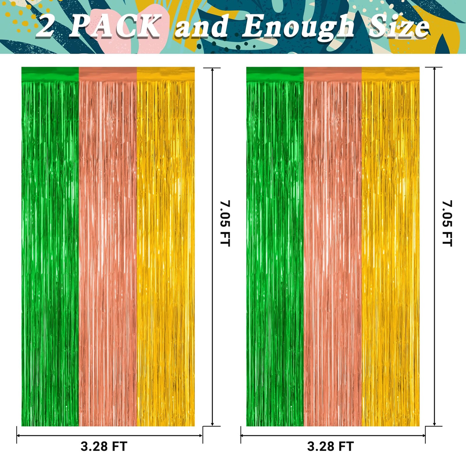 ZATAYE 2 Pack Green Brown Yellow Hawaiian Luau Foil 2 PCS, Hawaii Color