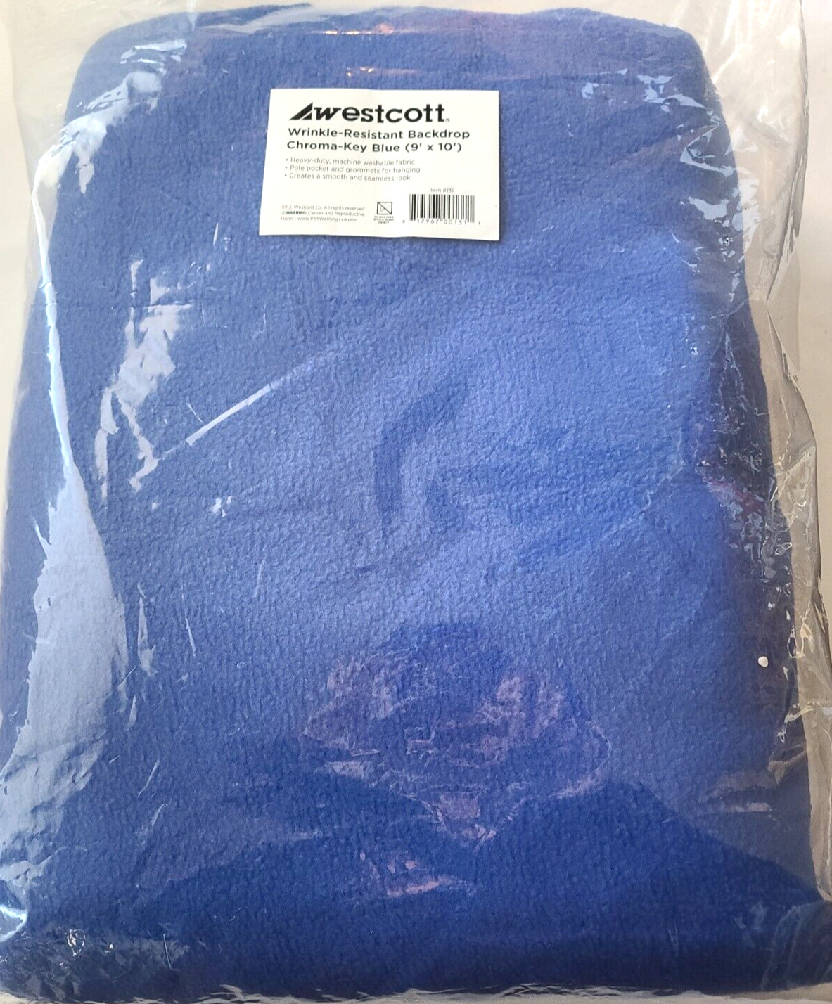 Westcott 9×10′ Wrinkle-Resistant Backdrop, Chroma-Key Blue **New in Package**