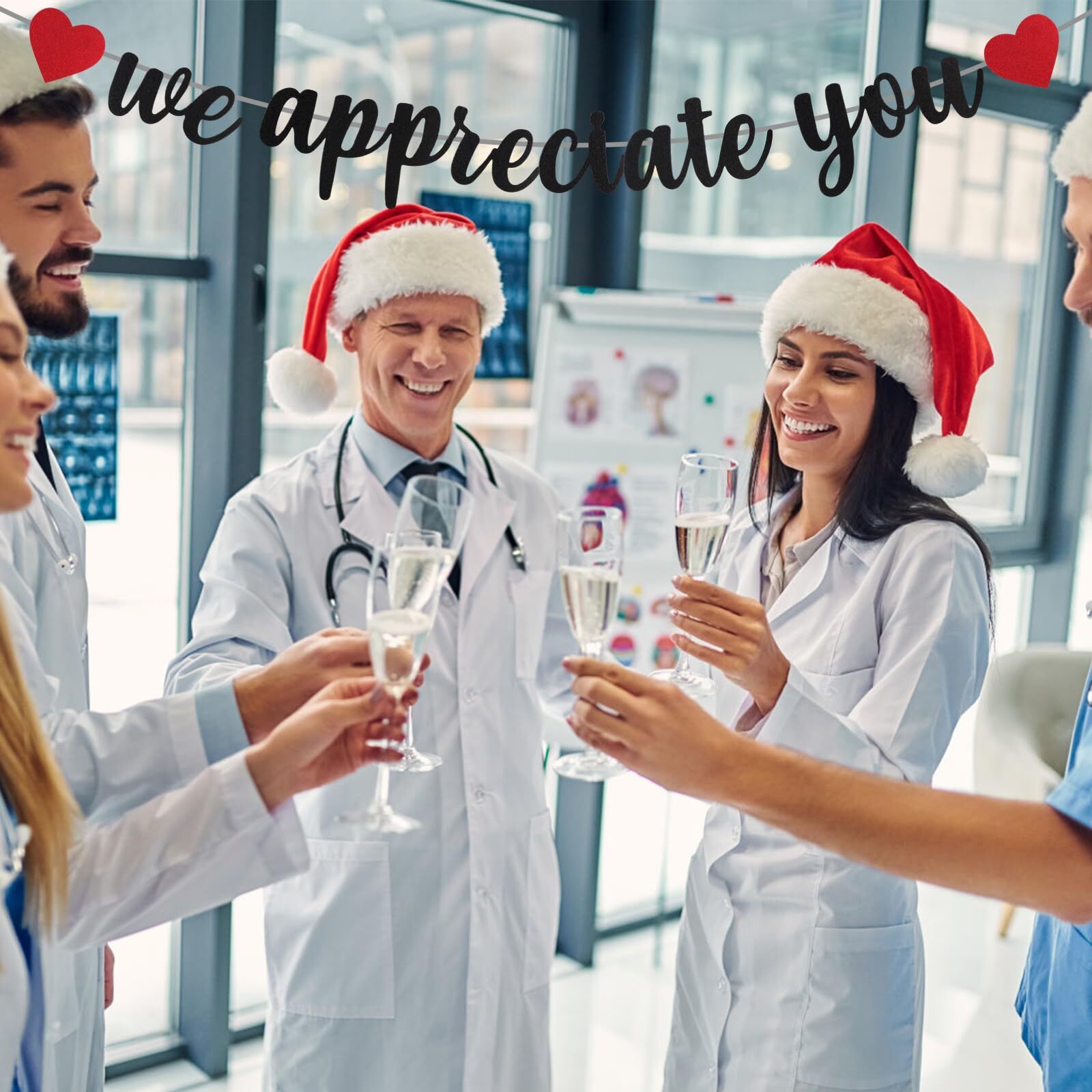 We Appreciate You Banner Glitter Appreciation Backdrop for Doctor Nurse Teacher