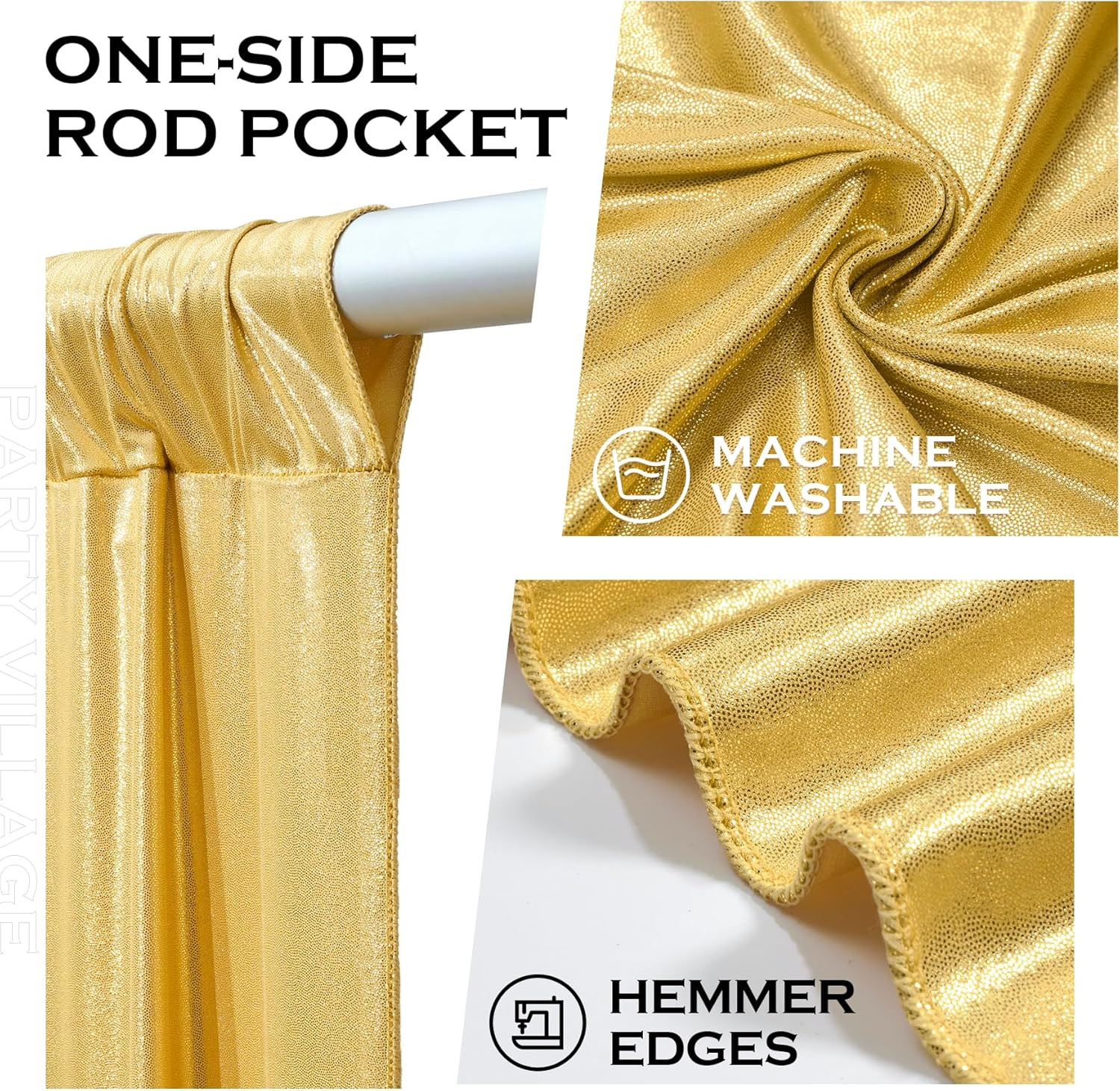 10x10FT Gold Sequin Backdrop Curtain – 2 Panels 5ft(W) x 10ft(H) Wrinkle Free Sh