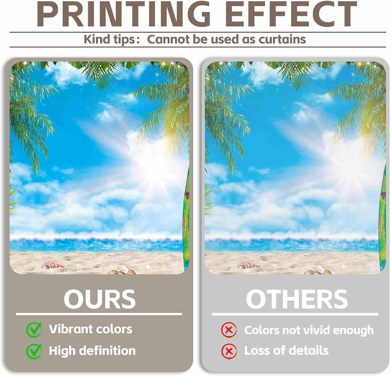 7x5Ft Summer Hawaiian Beach Photo Backdrop Tropical Palm Luau Party Banner
