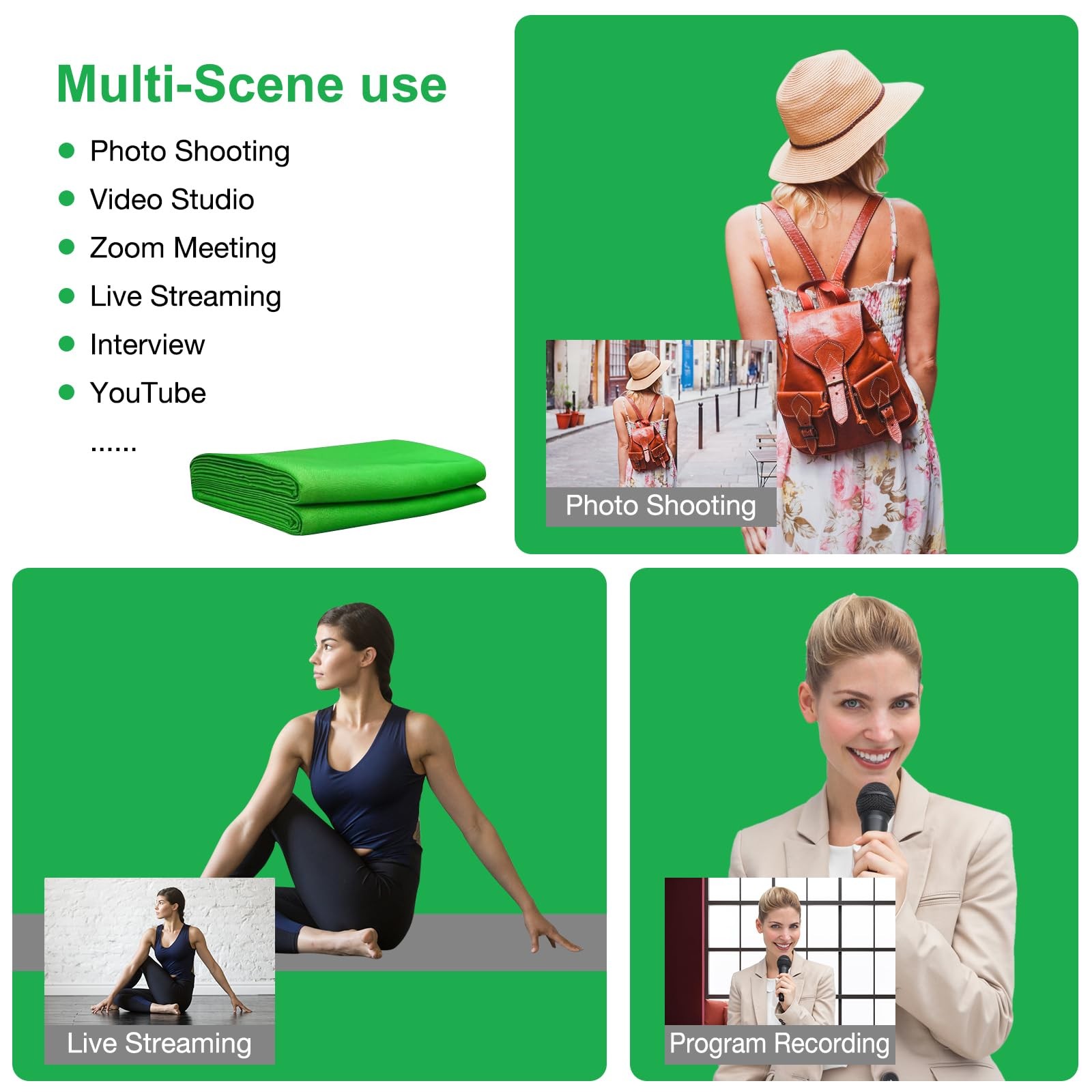 Aimosen 12 X 10 FT Large Green Screen Backdrop for 10 X 12 FT,