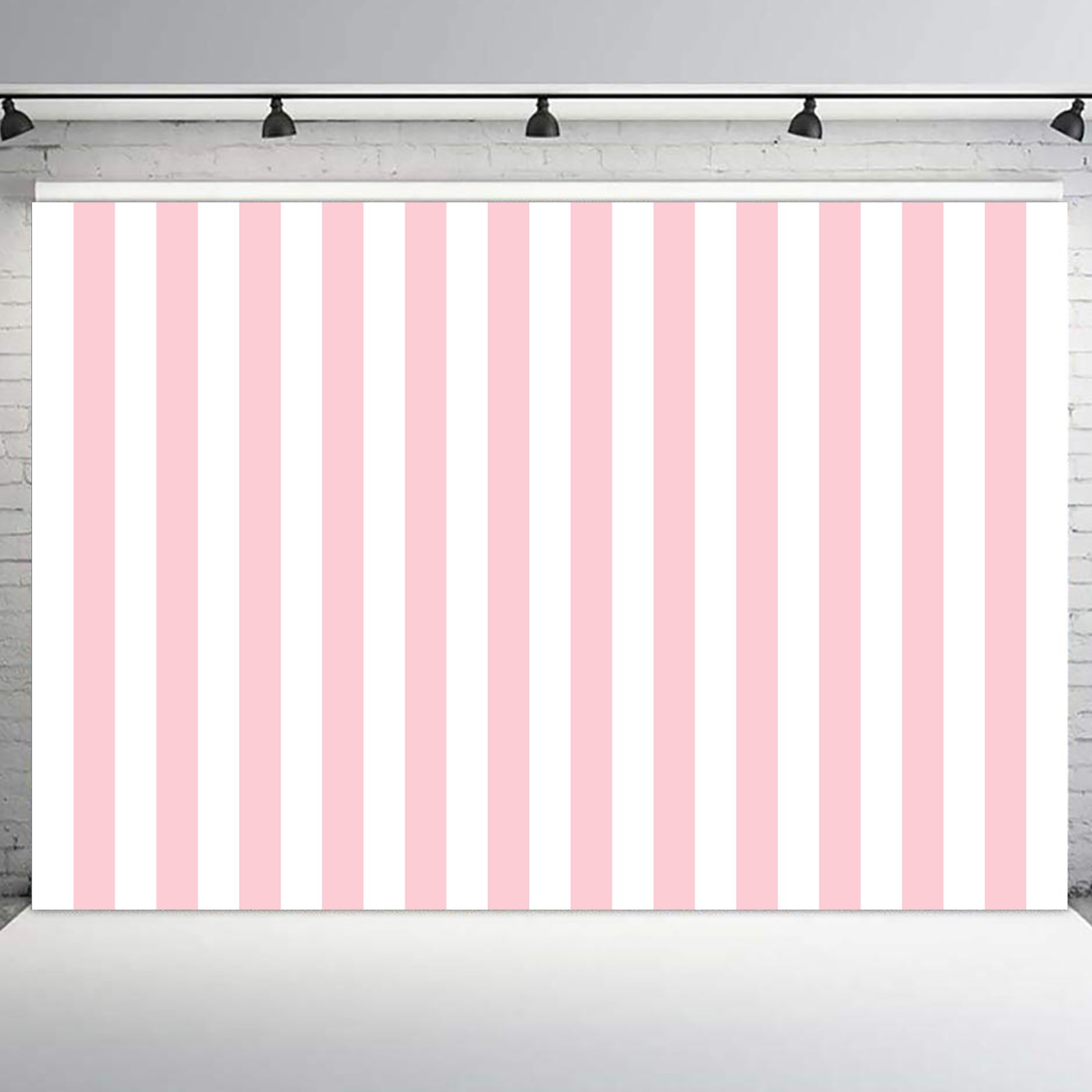 10x8ft Vertical Streak Textured Pink and White Striped Background Studio Props