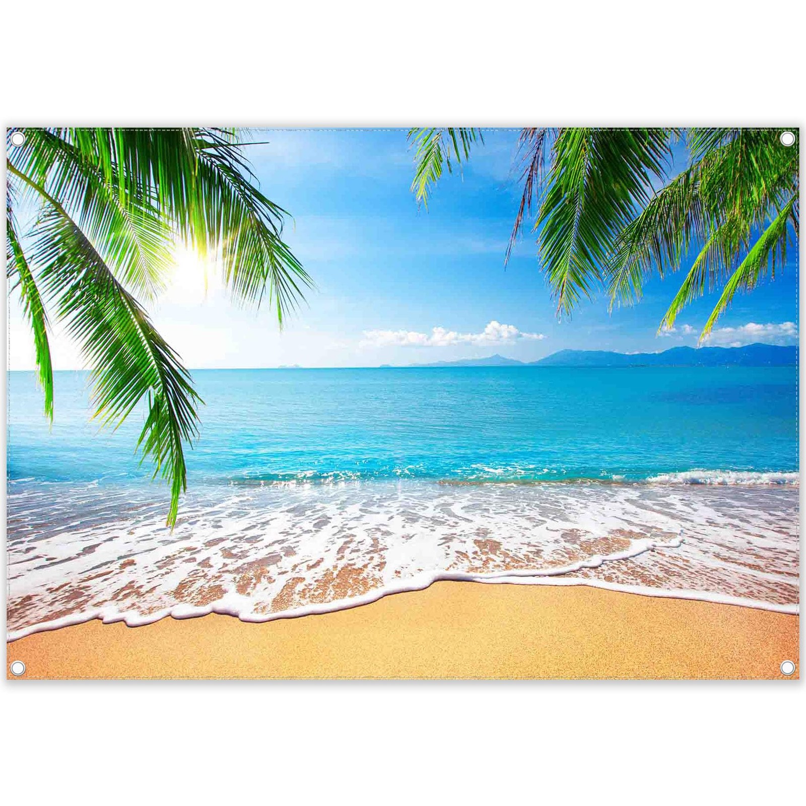7x5ft Fabric Summer Hawaii Beach Photography Backdrop Tropical Seaside Palm T…