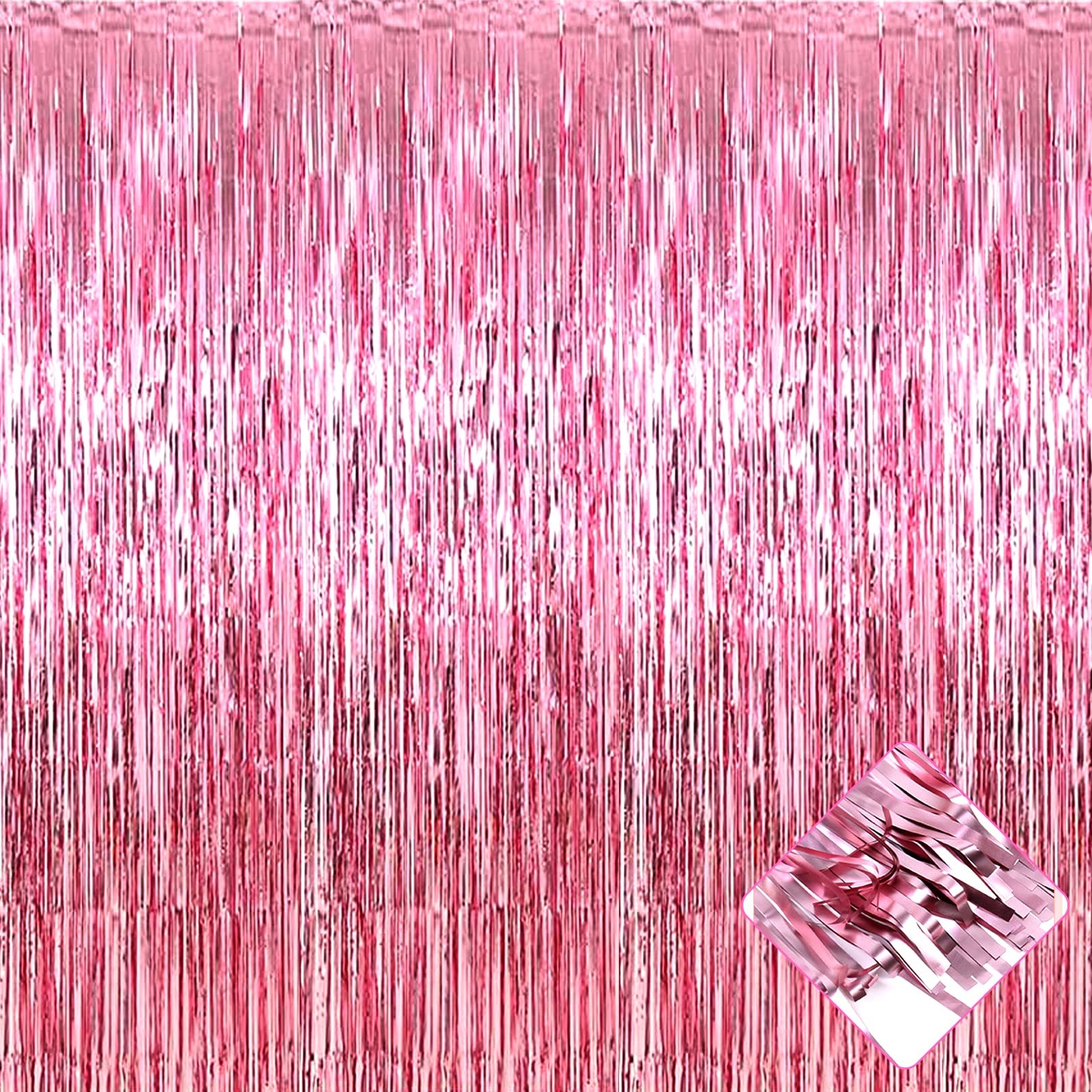 4 PCS Red Foil Fringe Curtain Backdrop 3.2×9.8FT Metallic Tinsel Photo Booth