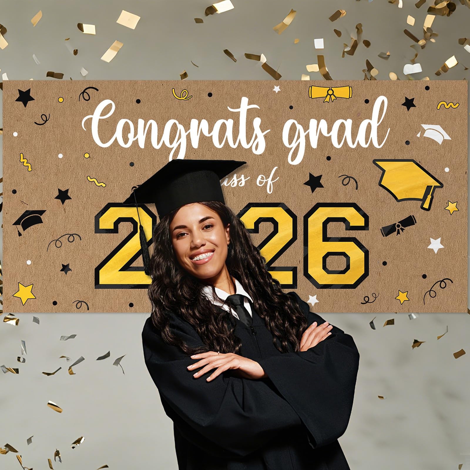 Kraft Paper Graduation Banner, 62″ x 31″ Large Congratulations Graduate Party…
