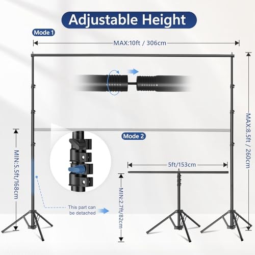 3-in-1 Backdrop Stand Kit 10×8.5 ft for Photography Studio, T 10×8.5ft Black