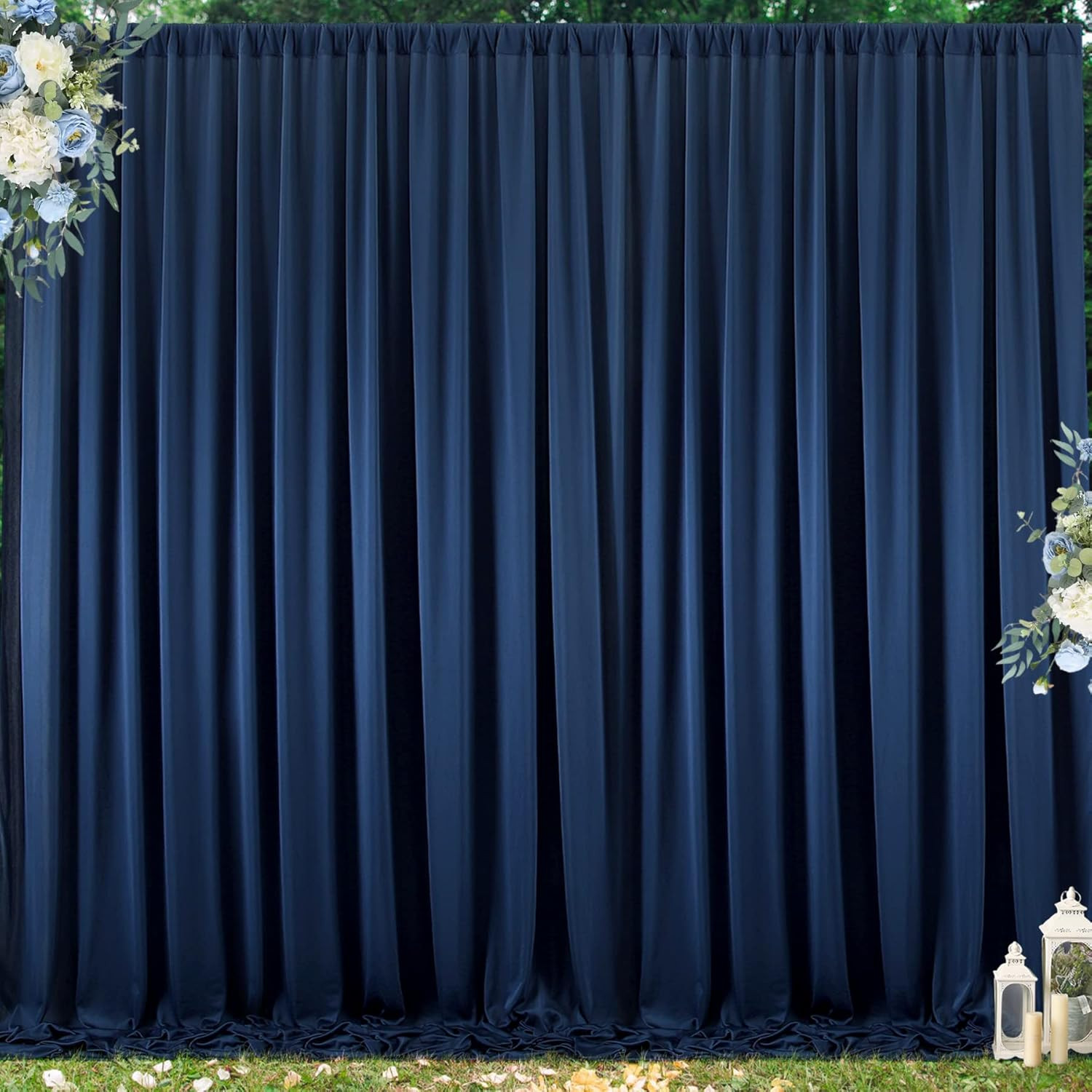 20ft x 10ft Navy Blue Wrinkle-Free Backdrop Curtain for Events & Photos