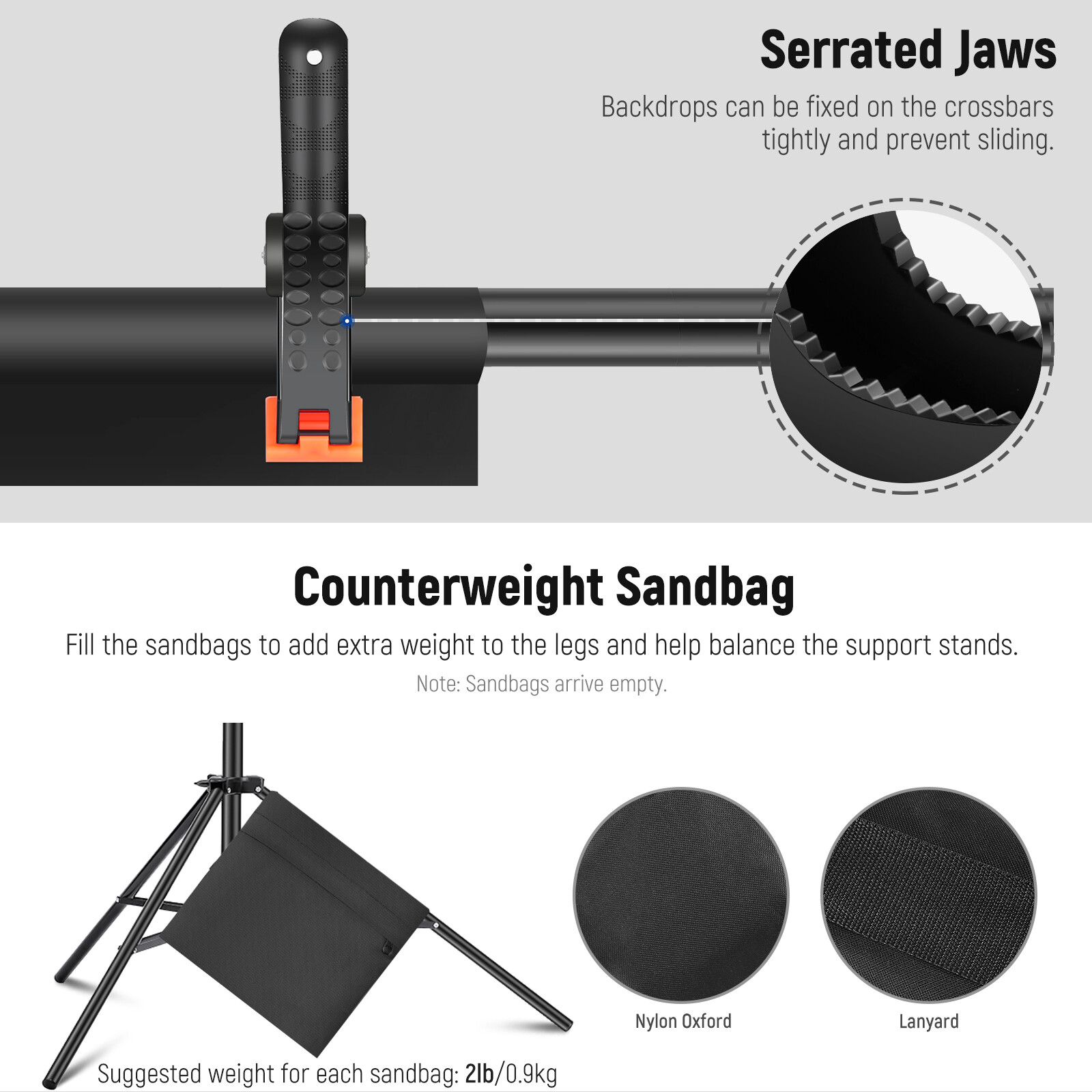 NEEWER 10×6.6ft Backdrop Stand w/4 Crossbars, 6 Clamps, 2 Sandbags & Case