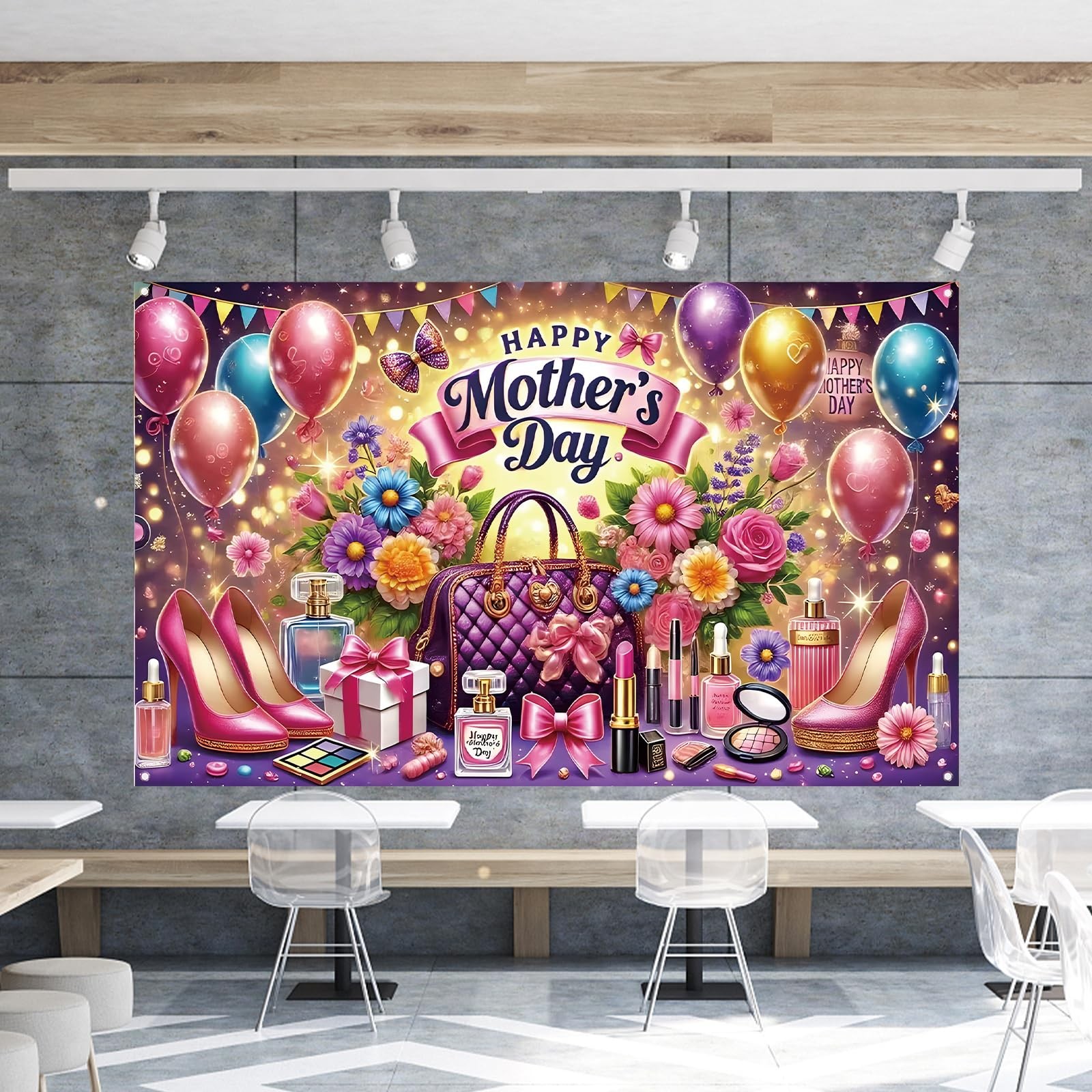 Happy Mothers Day Backdrop for Photography 71 x 43 inches, Multicolor