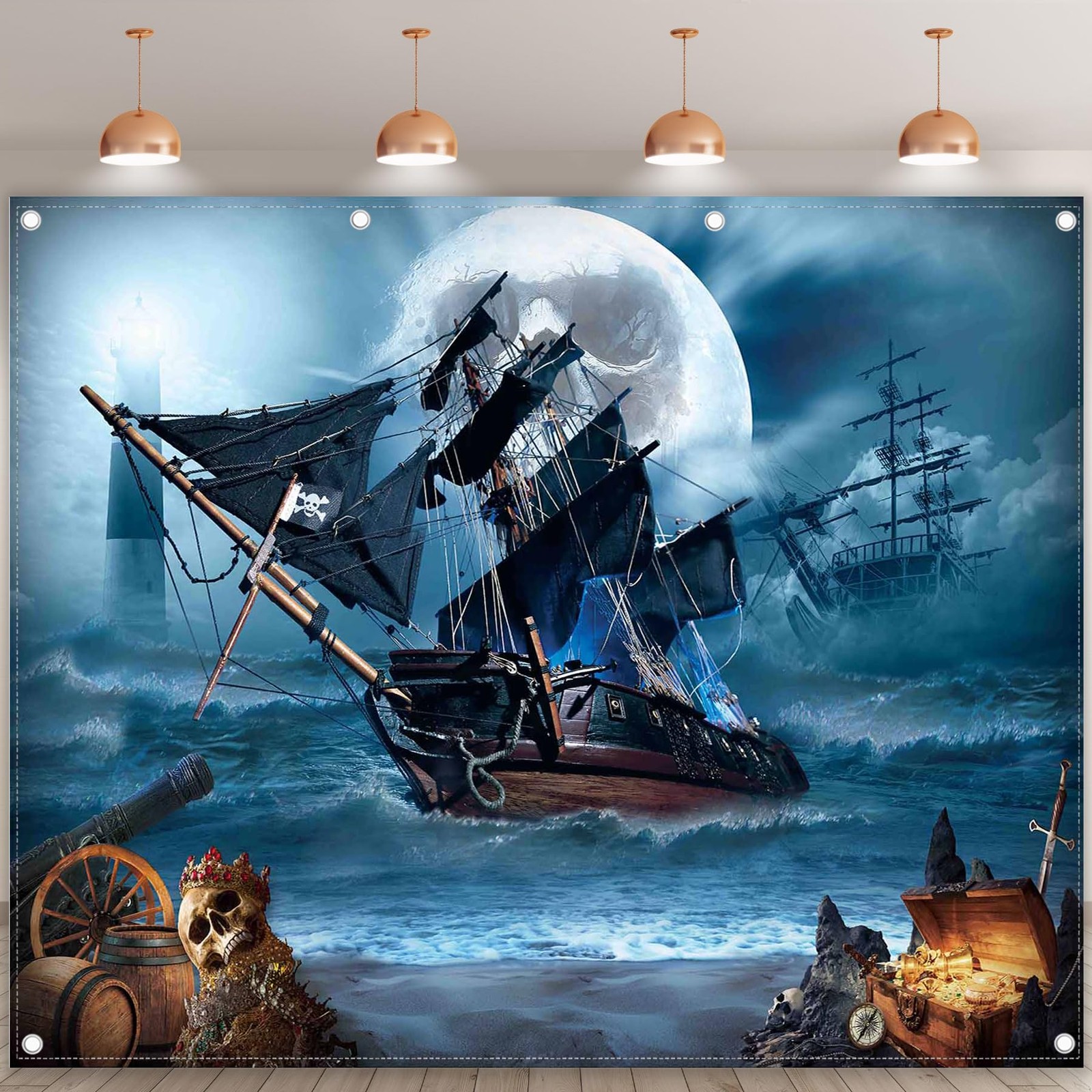 Yriujul 10x8ft Pirate Theme Photography Backdrop Halloween Nautical Adventure