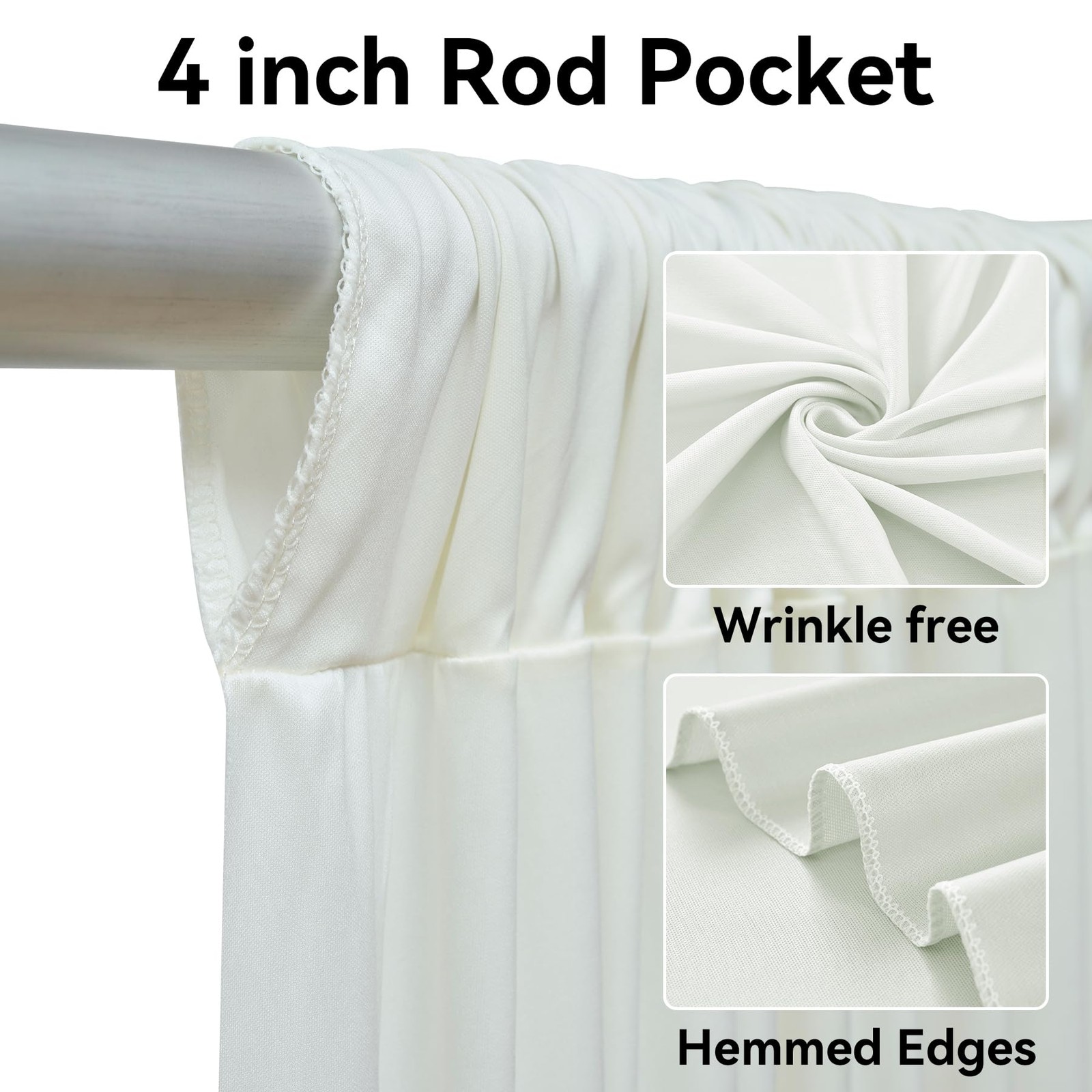 Htper 8 Panels 5x12ft Backdrop Curtains for 5ft(W)x12ft(H)_8 Panels, Ivory