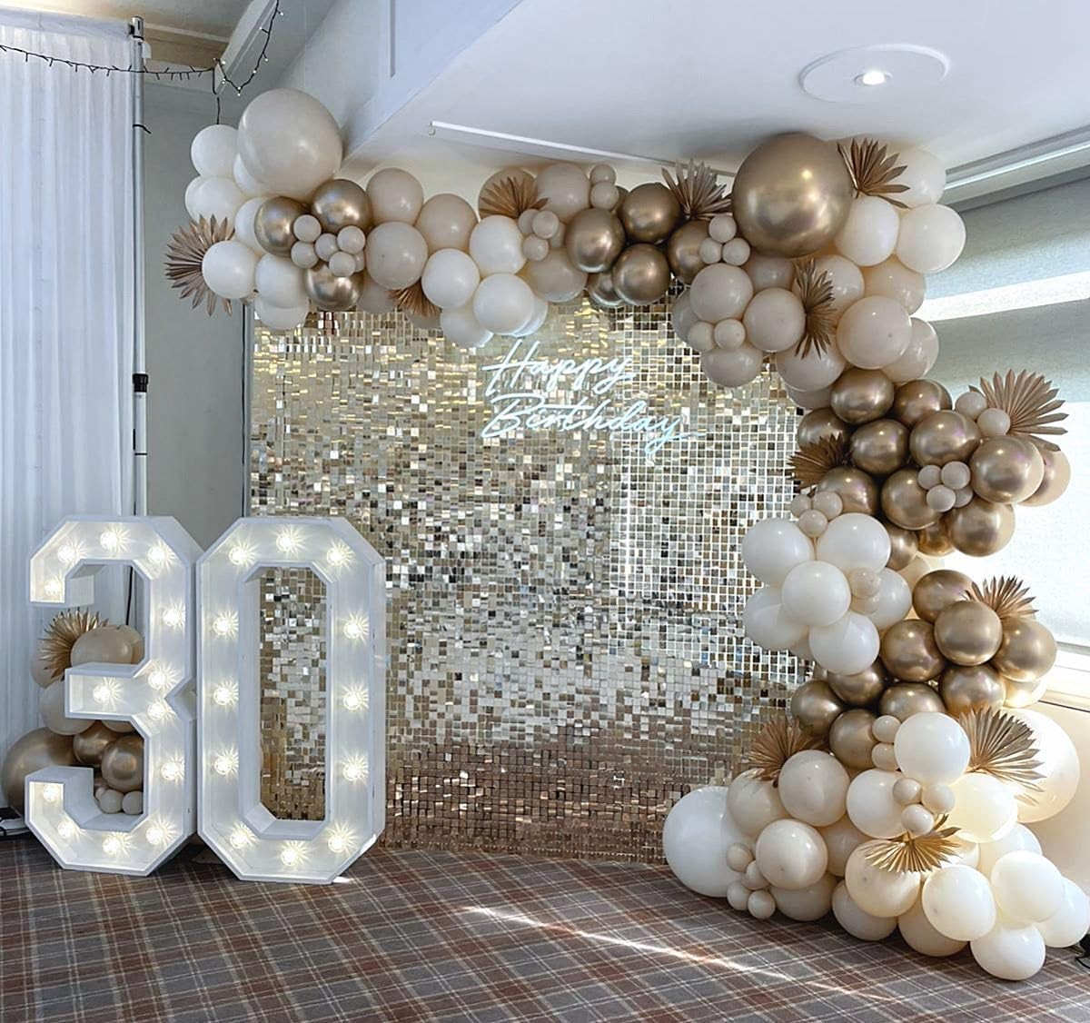 Light Gold Shimmer Wall Backdrop 24PCS Square Sequin Shimmer Backdrop Panel