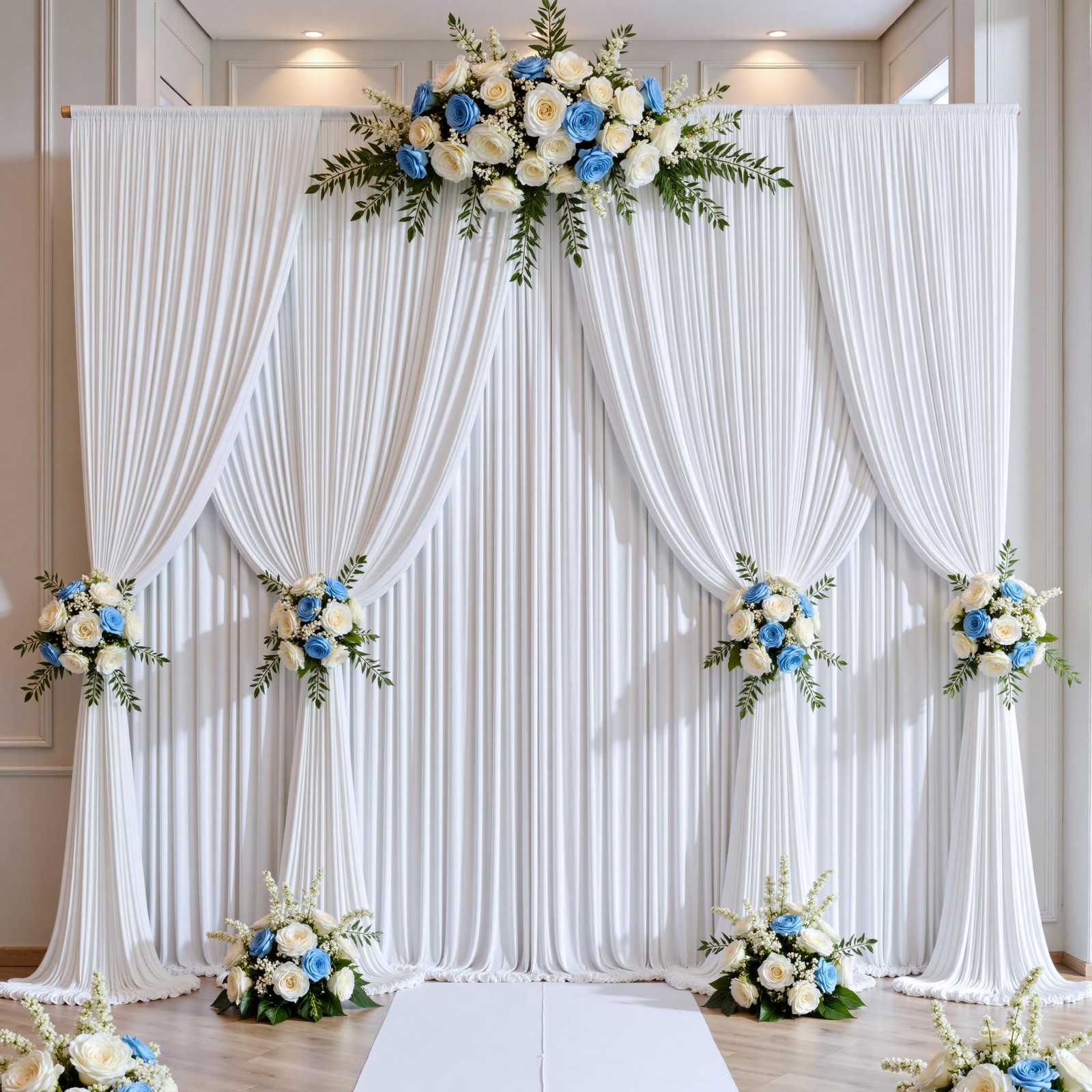 2 PCS 10×14 FT White Backdrop Curtains Wrinkle Free Photo Background Wedding