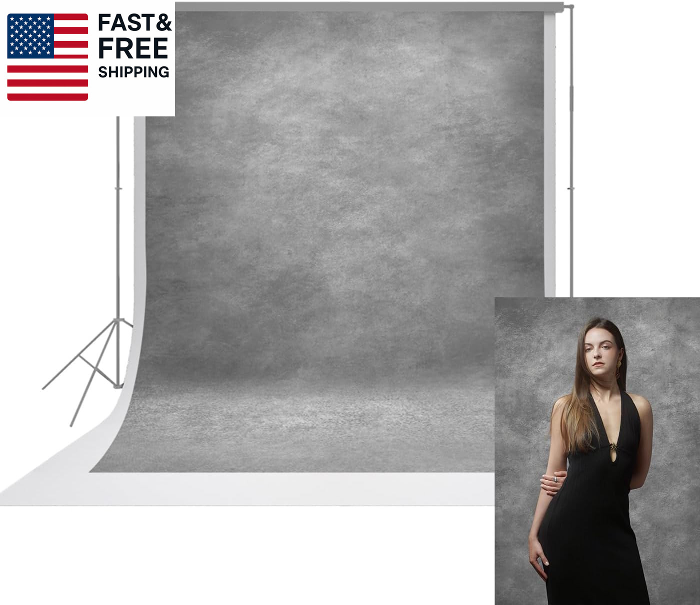 8X10Ft Light Grey Professional Portrait Backdrop Abstract Textured Photography B