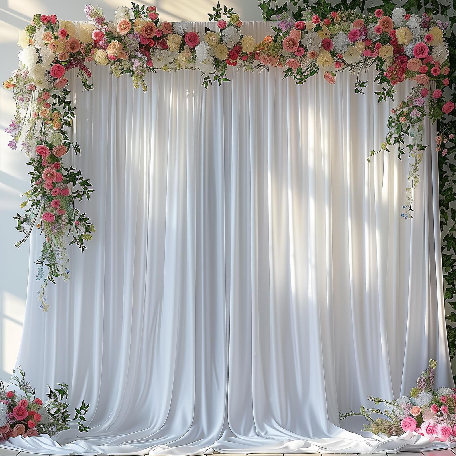 10x10FT White Backdrop Curtain for Wedding Parties Wrinkle Free Curtain Backd…