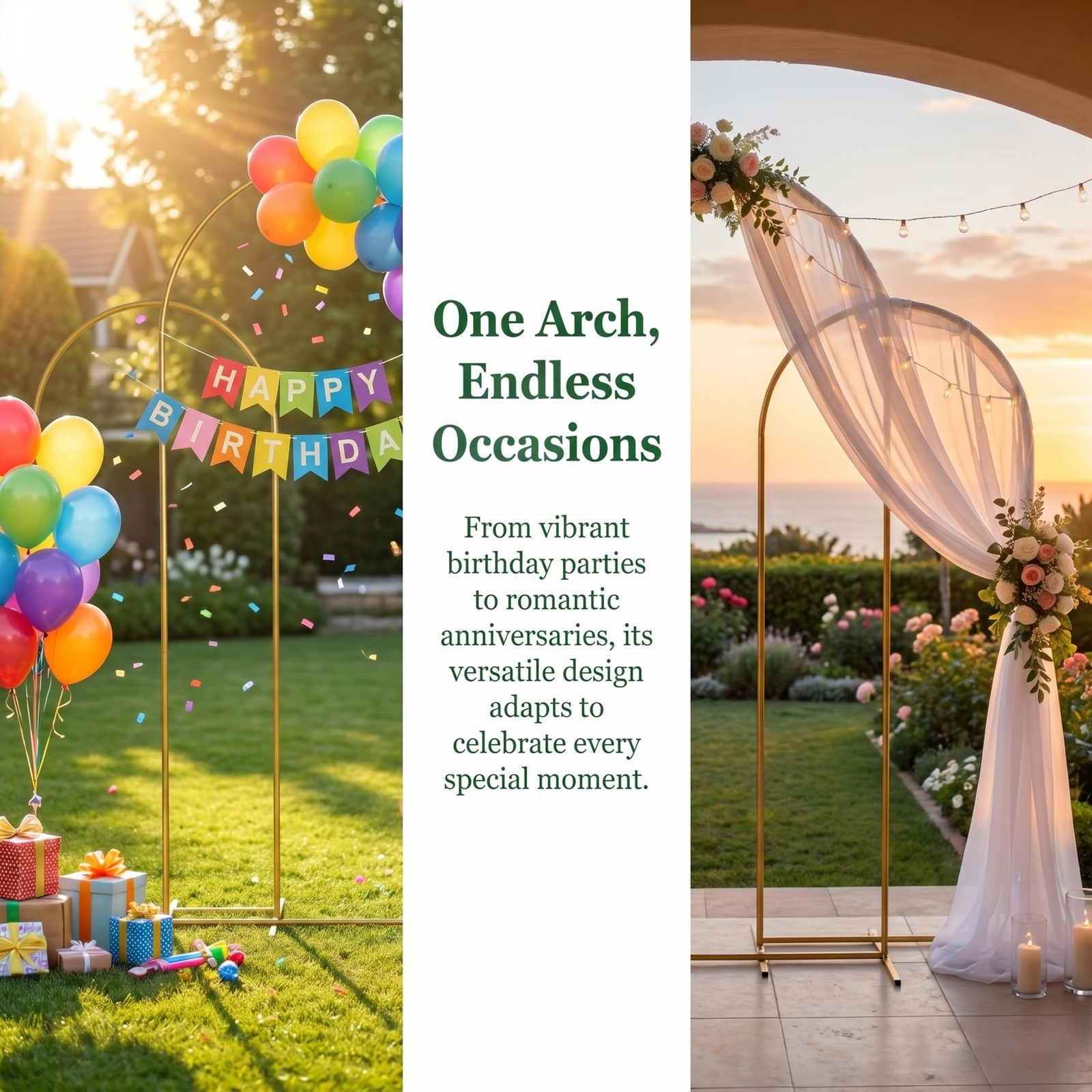 Metal Arch Backdrop Stand 7.2FT+6.6FT+6FT: Wedding Arch Frame for Ceremony Ba…