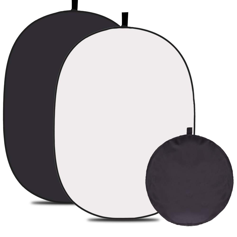 4.92×3.28 ft 2 in 1 Reversible Black White Photography Backdrop Collapsible