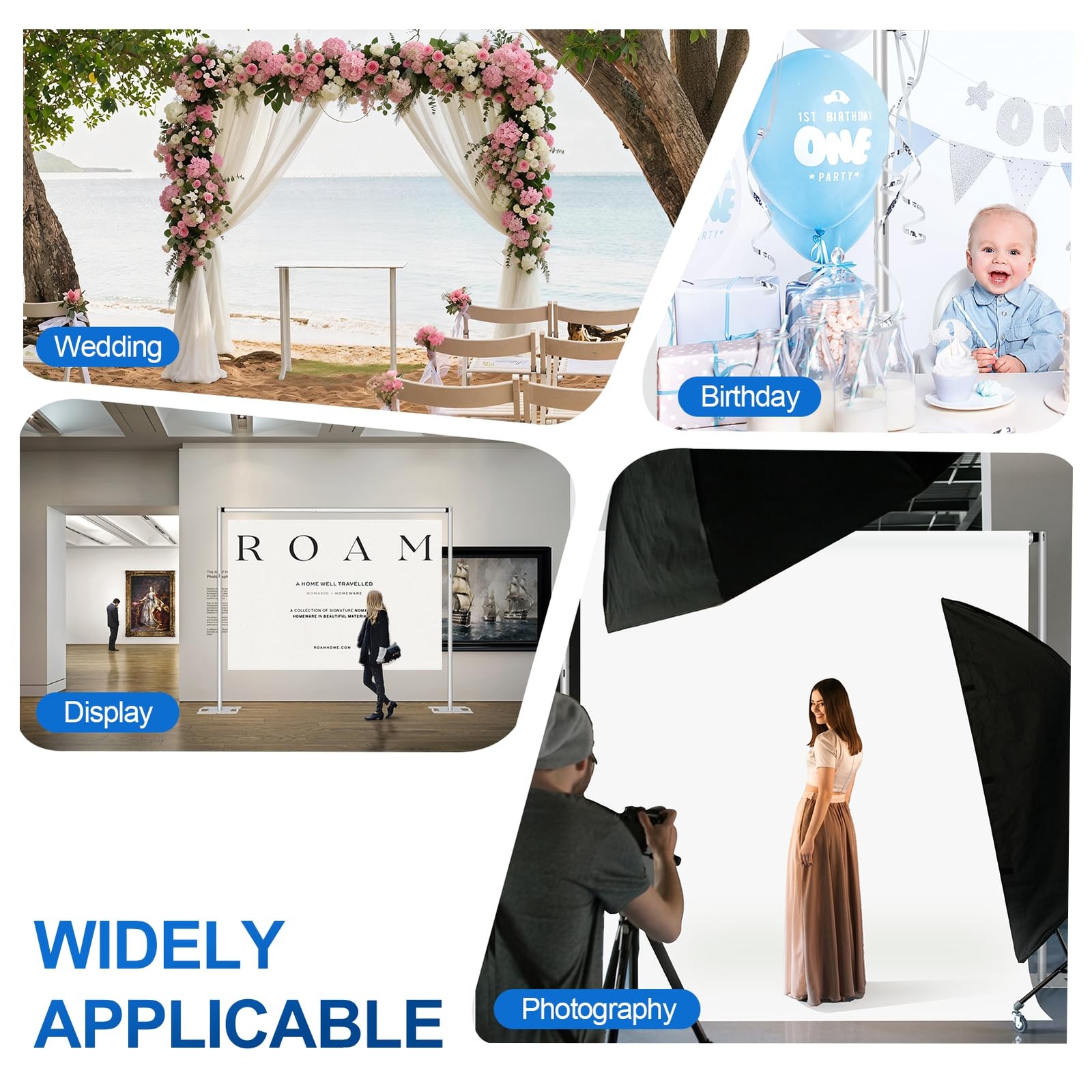 8.5 * 10ft Pipe and Drape Backdrop Stand KIt, Adjustable Heavy Duty Photo Bac…